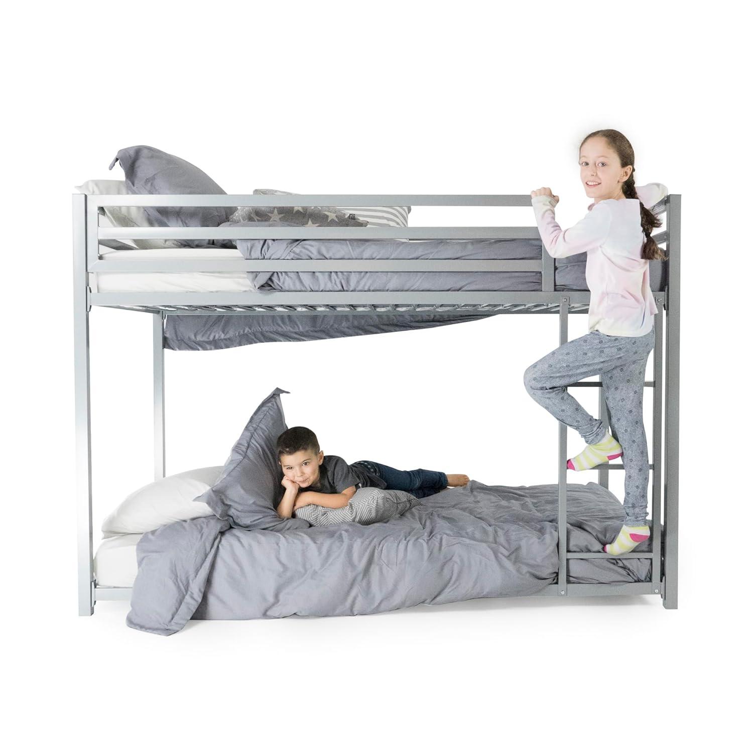 DHP Miles Metal Twin/Twin Bunk Bed, Silver