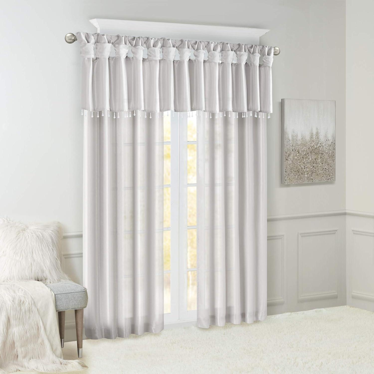 Madison Park Emilia Lightweight Faux Silk Single Valance with Beads