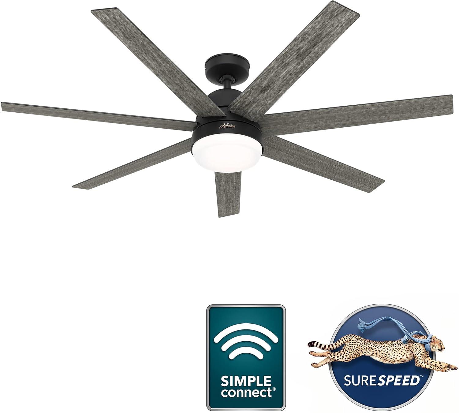 60" Phenomenon 7 - Blade Smart Standard Ceiling Fan with Wall Control and Light Kit Included