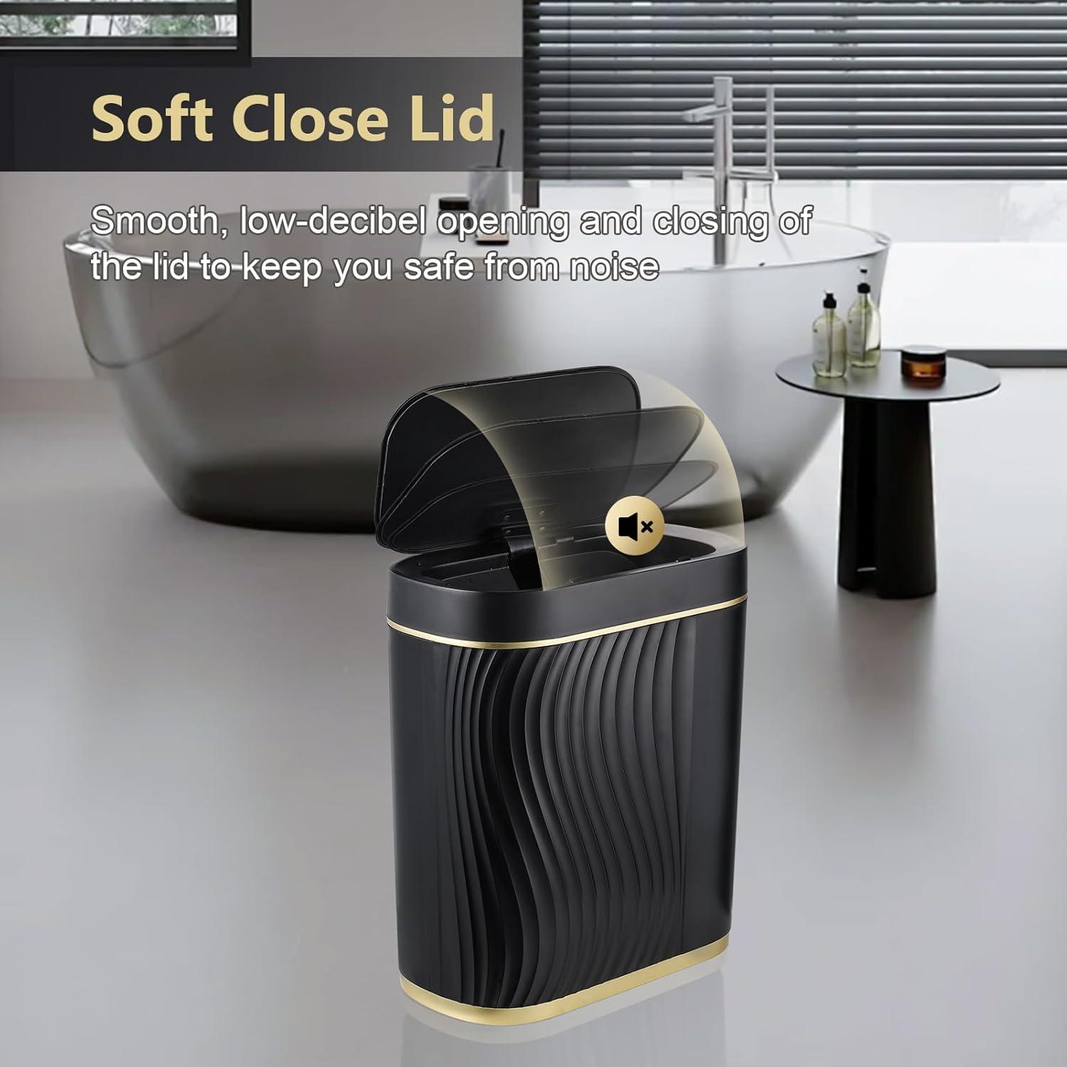 RFVT Small Automatic Trash Bin 2 Gallon Motion sensor. For bath, kitchen. Slim, waterproof plastic