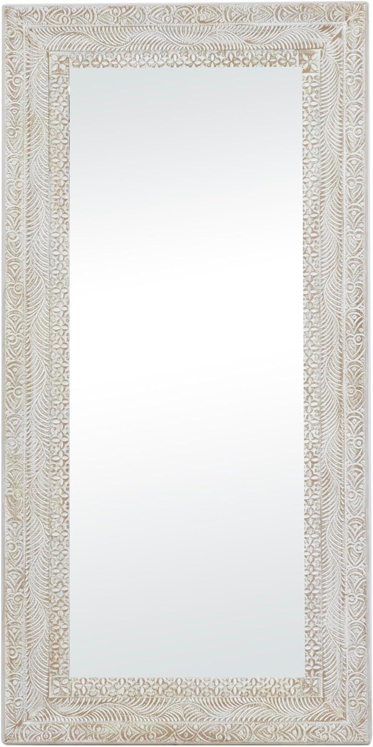 Elegant Traditional 71'' Full-Length Brown Wood Framed Mirror