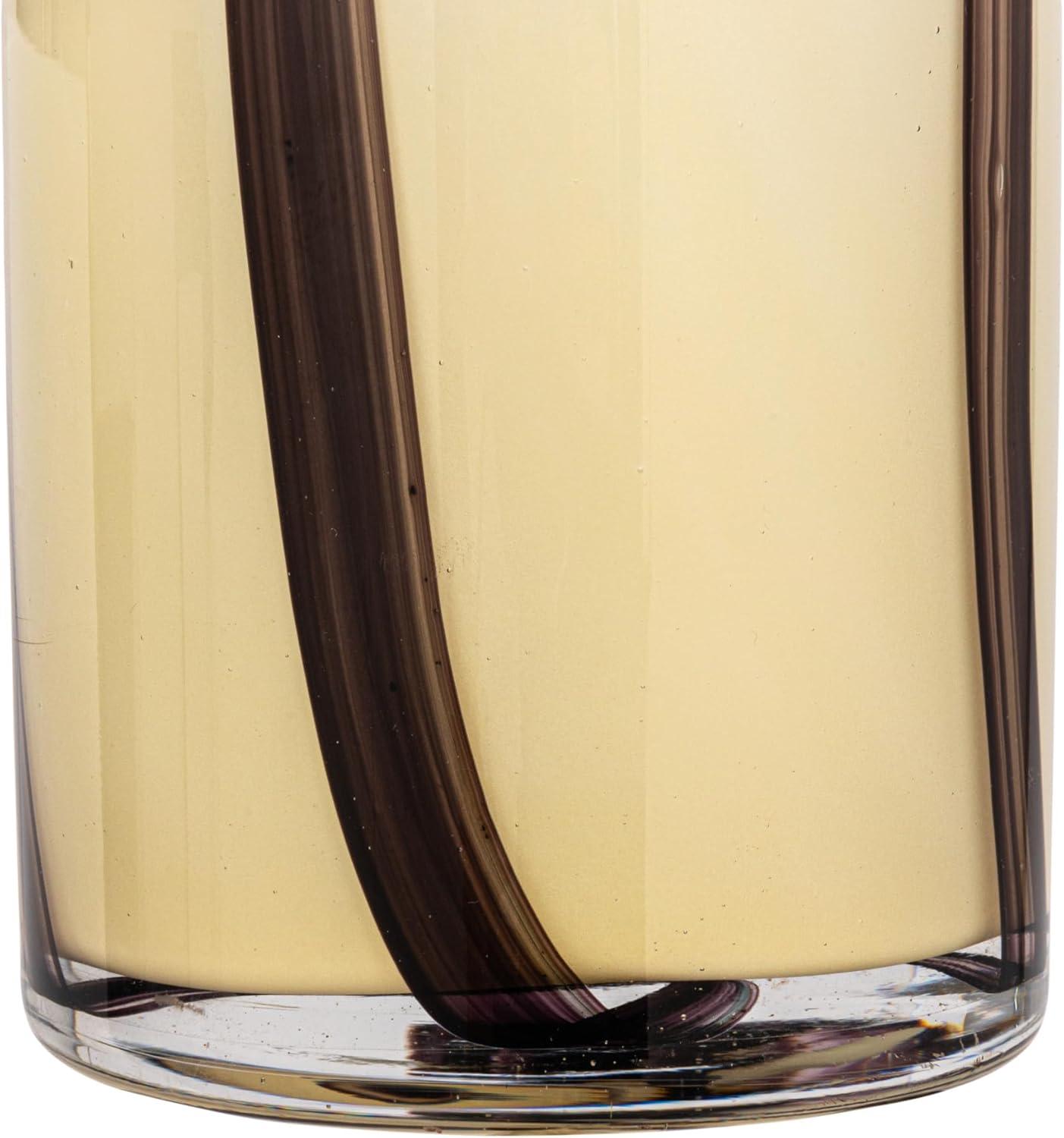 Cream and Purple Striped Glass Votive Candle Holder, 4"