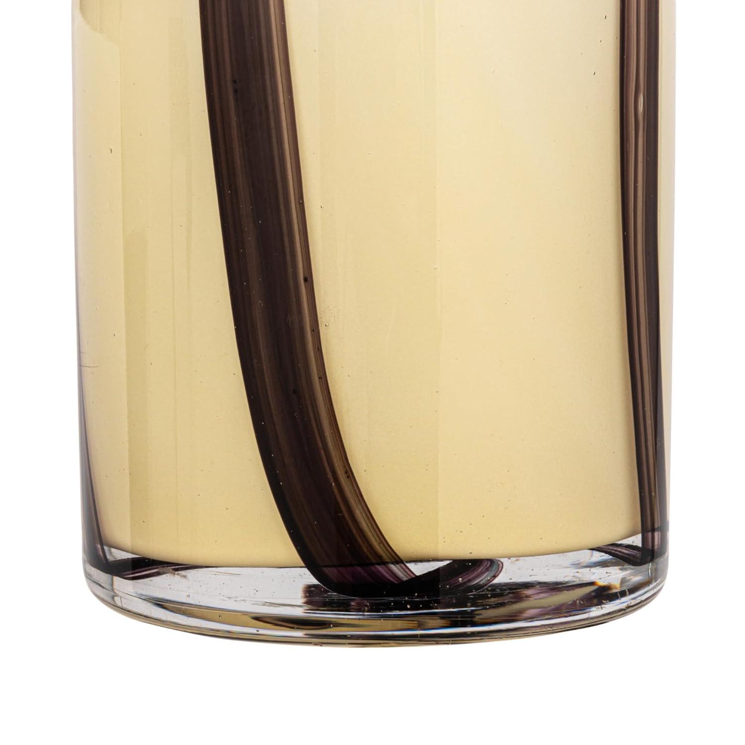 Cream and Purple Striped Glass Votive Candle Holder, 4"