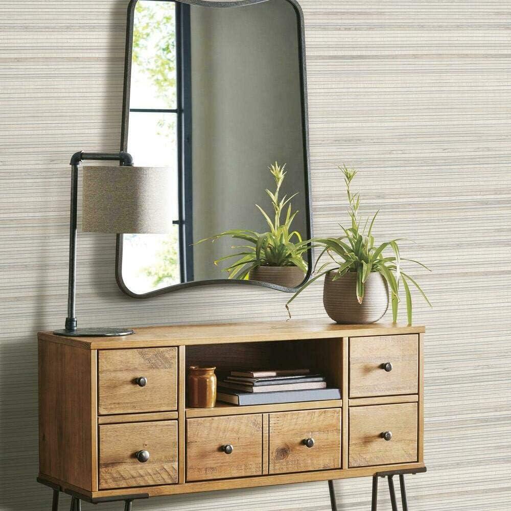 RoomMates RMK11669RL Taupe Faux Bamboo Grasscloth Peel and Stick Wallpaper, Large Sample