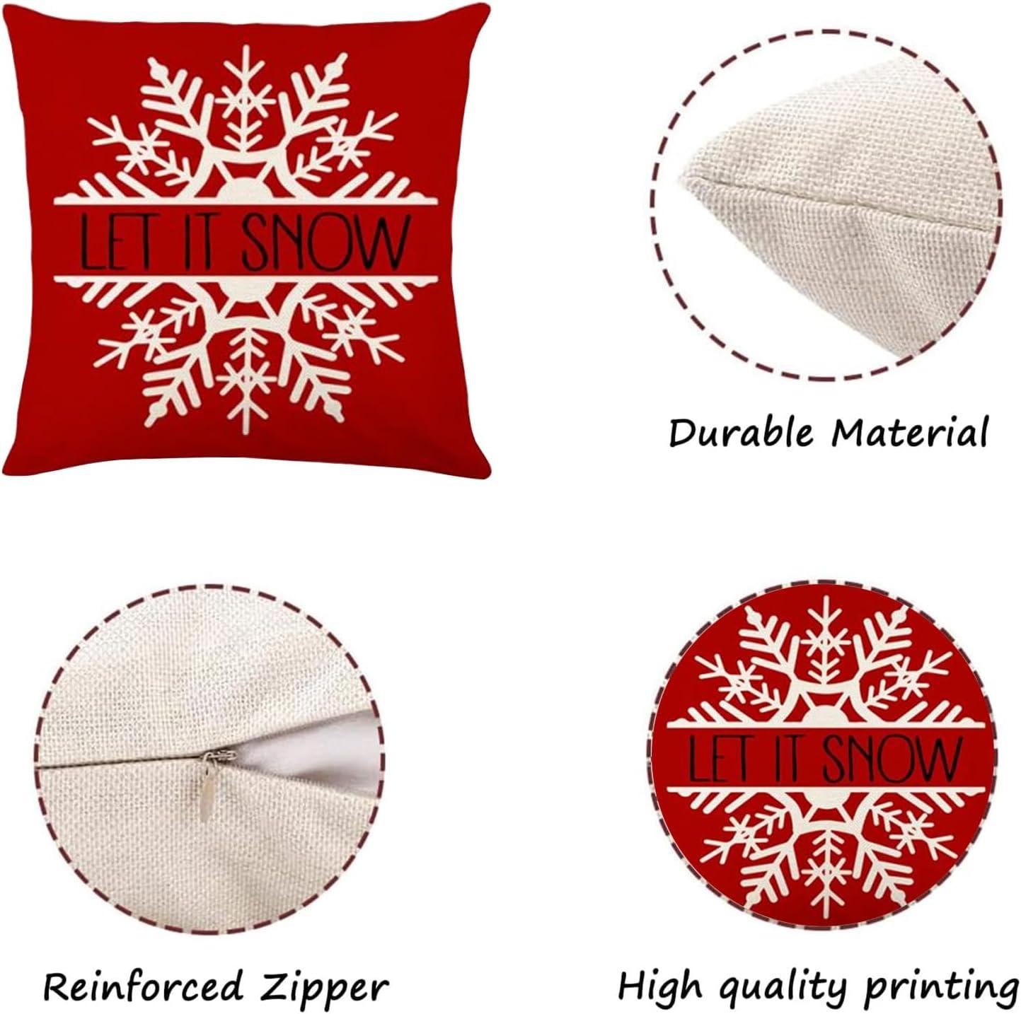 Christmas Decorations Soft Pillowcases 4 pieces 18"x18" Farmhouse Christmas Decorations Cushion Covers for Home Couch Bedroom Bed