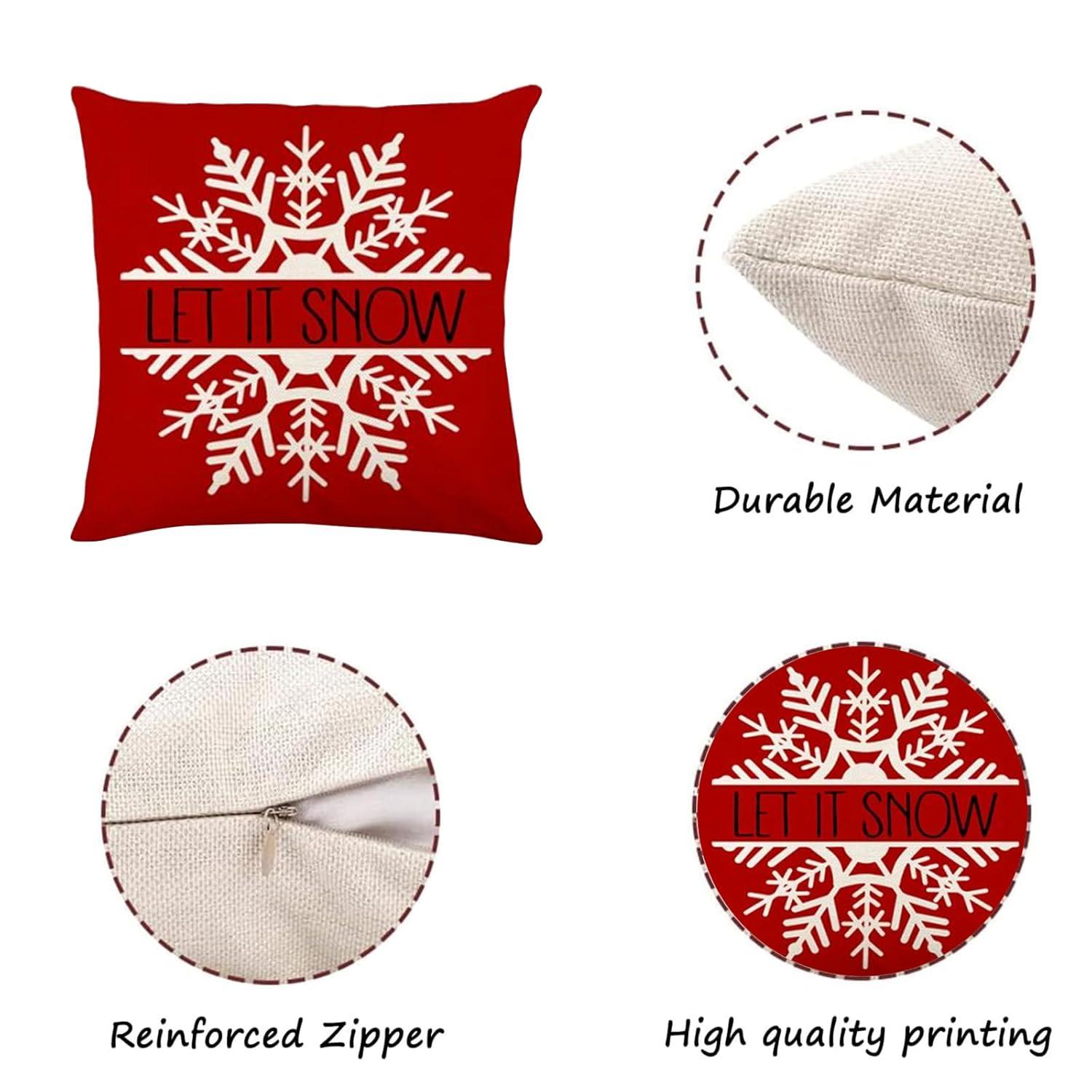 Christmas Decorations Soft Pillowcases 4 pieces 18"x18" Farmhouse Christmas Decorations Cushion Covers for Home Couch Bedroom Bed