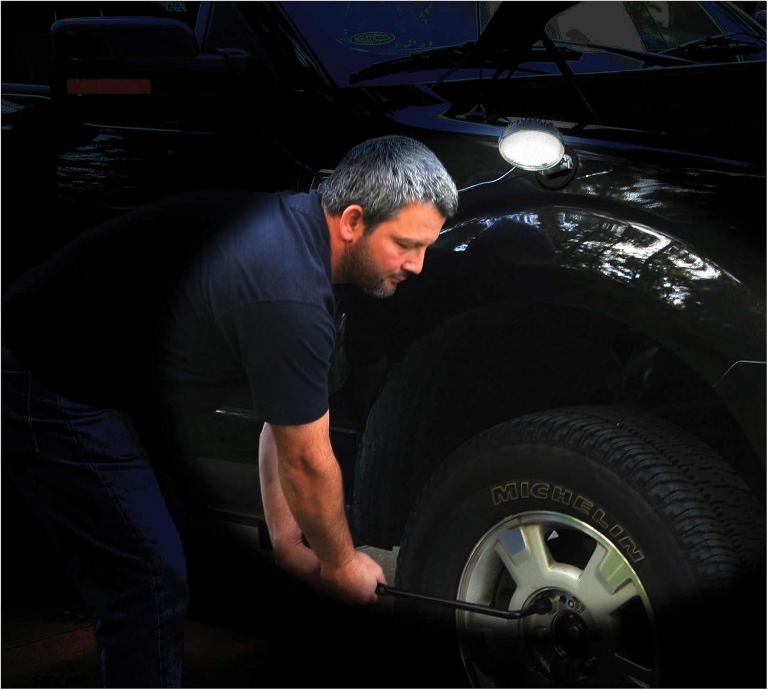 Buyers Products 1492130 4" MMF7 Round LED Flood Light w/Magnetic Mounting Base, 6 LEDs, 1,140 Lumens, 30" Lead Length, Work Flood Light For Trucks, Trailers, ATVs, RVs & More