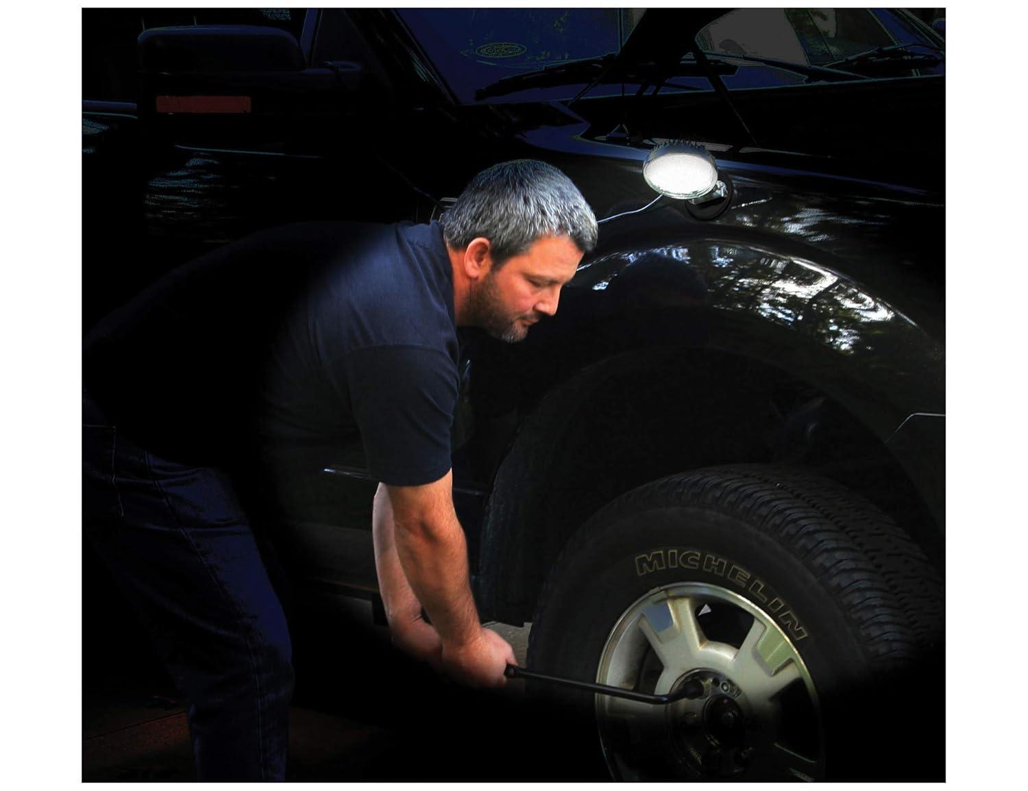 Buyers Products 1492130 4" MMF7 Round LED Flood Light w/Magnetic Mounting Base, 6 LEDs, 1,140 Lumens, 30" Lead Length, Work Flood Light For Trucks, Trailers, ATVs, RVs & More