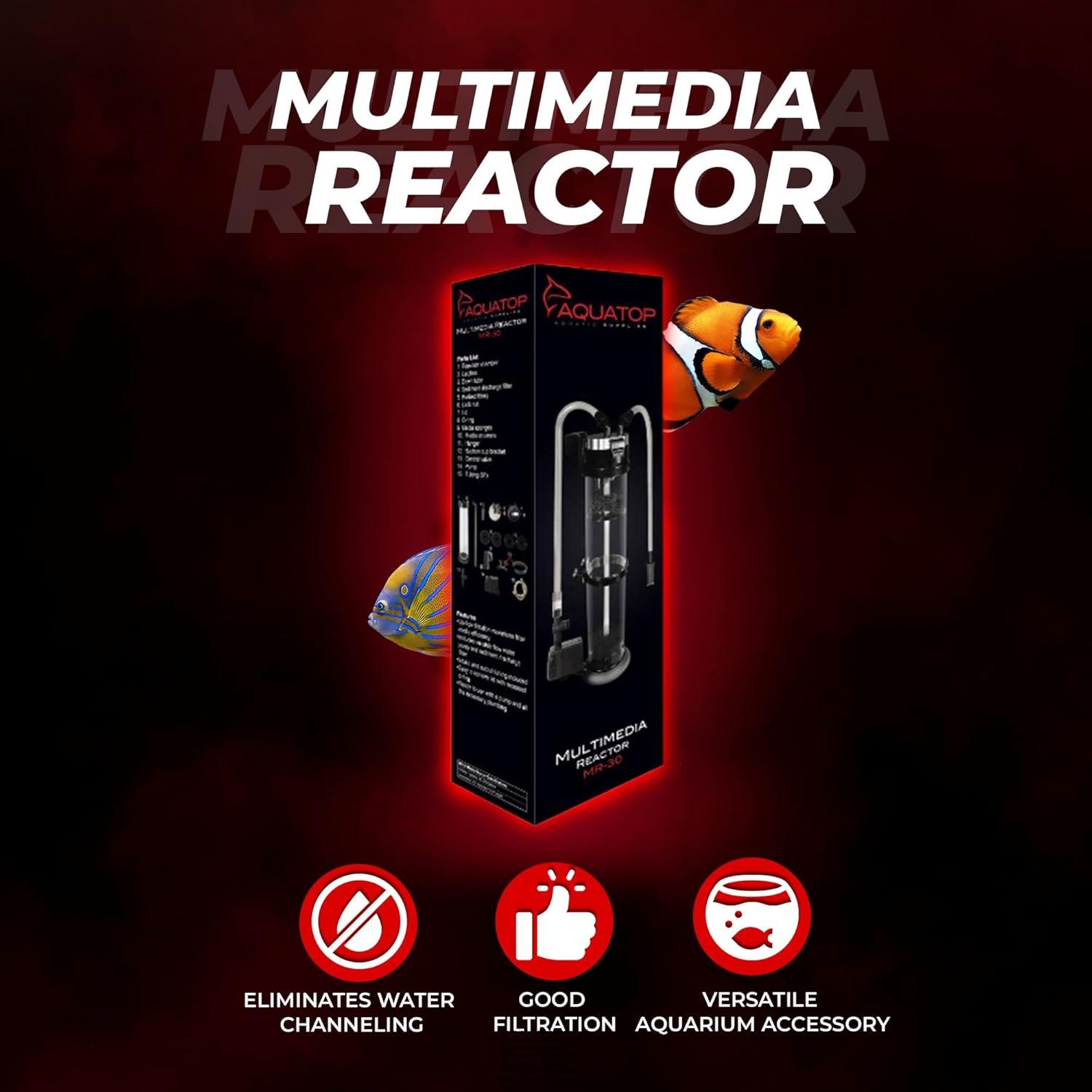Aquatop 152GPH Aquarium Media Reactor with pump, 50-200 Gallon Fish Tank Capacity, MR-30