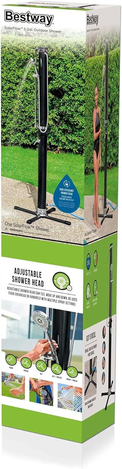 Bestway Bestway SolarFlow Outdoor Shower 5gal/20L: Oversized Shower Head and Stand. Easy Installation, adjustable water flow and tempature control. Multiple Water Spray Settings