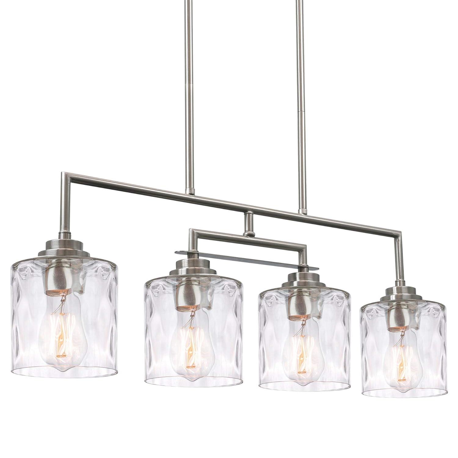 Kira Home Monroe 28" Island Light, Free Swinging Center Arm, Hammered Glass Shades, Adjustable Hanging Height