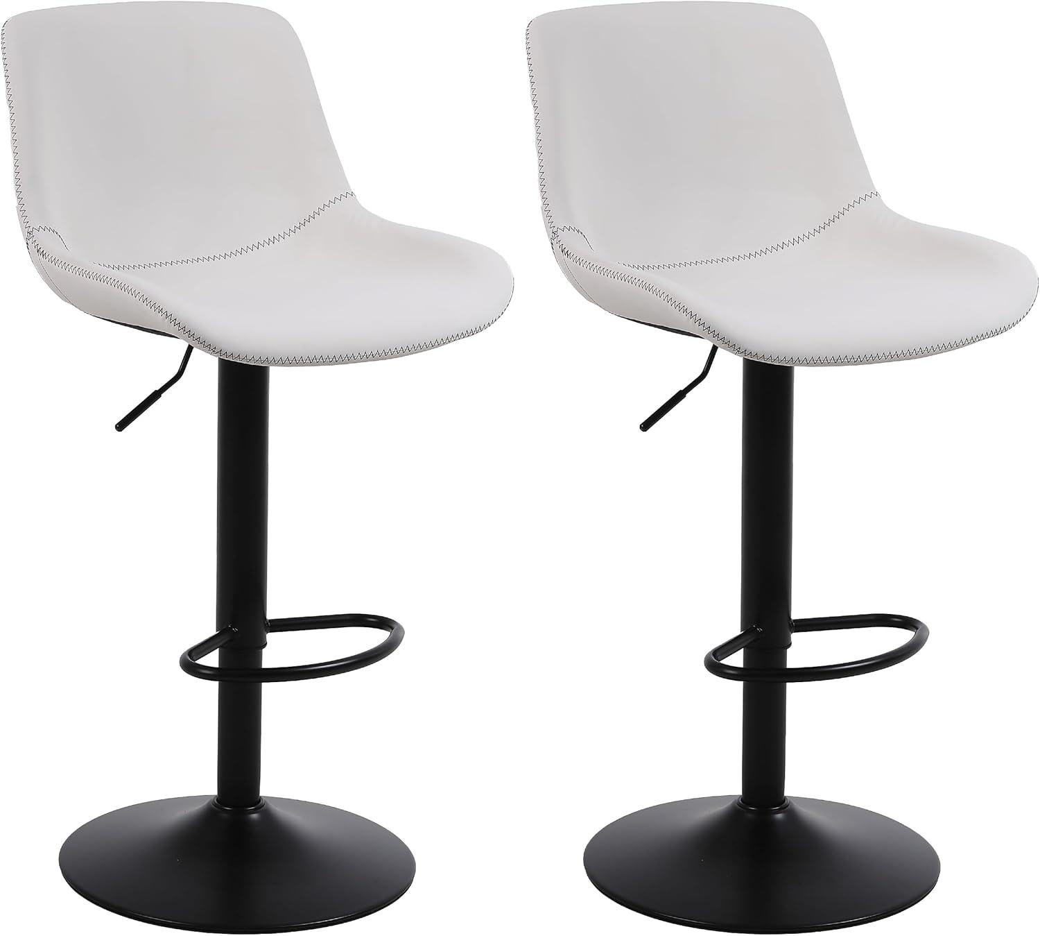 HOMCOM Adjustable Bar Stools Set of 2, Swivel Bar Height Chairs Barstools Padded with Back for Kitchen, Counter, and Home Bar