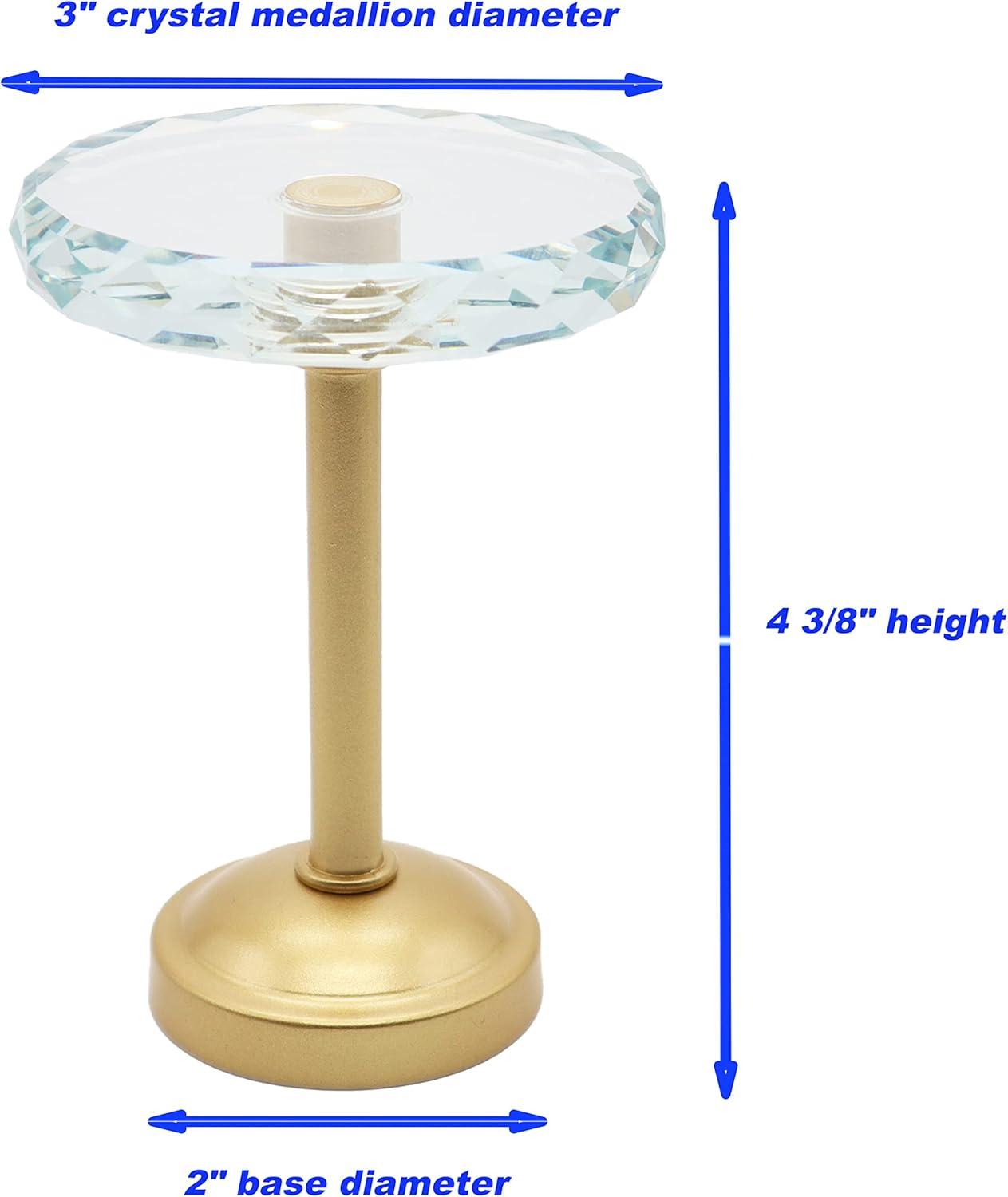 MERIVILLE Set of 2 Fleur Crystal Window Drapery Medallion Holdbacks, Curtain Tiebacks, Wall Hook, Tassel Holder, Gold