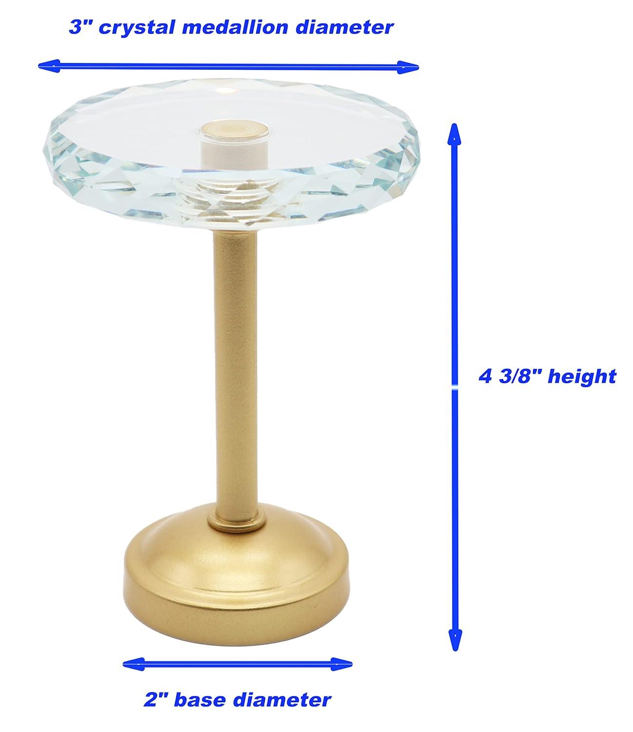 MERIVILLE Set of 2 Fleur Crystal Window Drapery Medallion Holdbacks, Curtain Tiebacks, Wall Hook, Tassel Holder, Gold