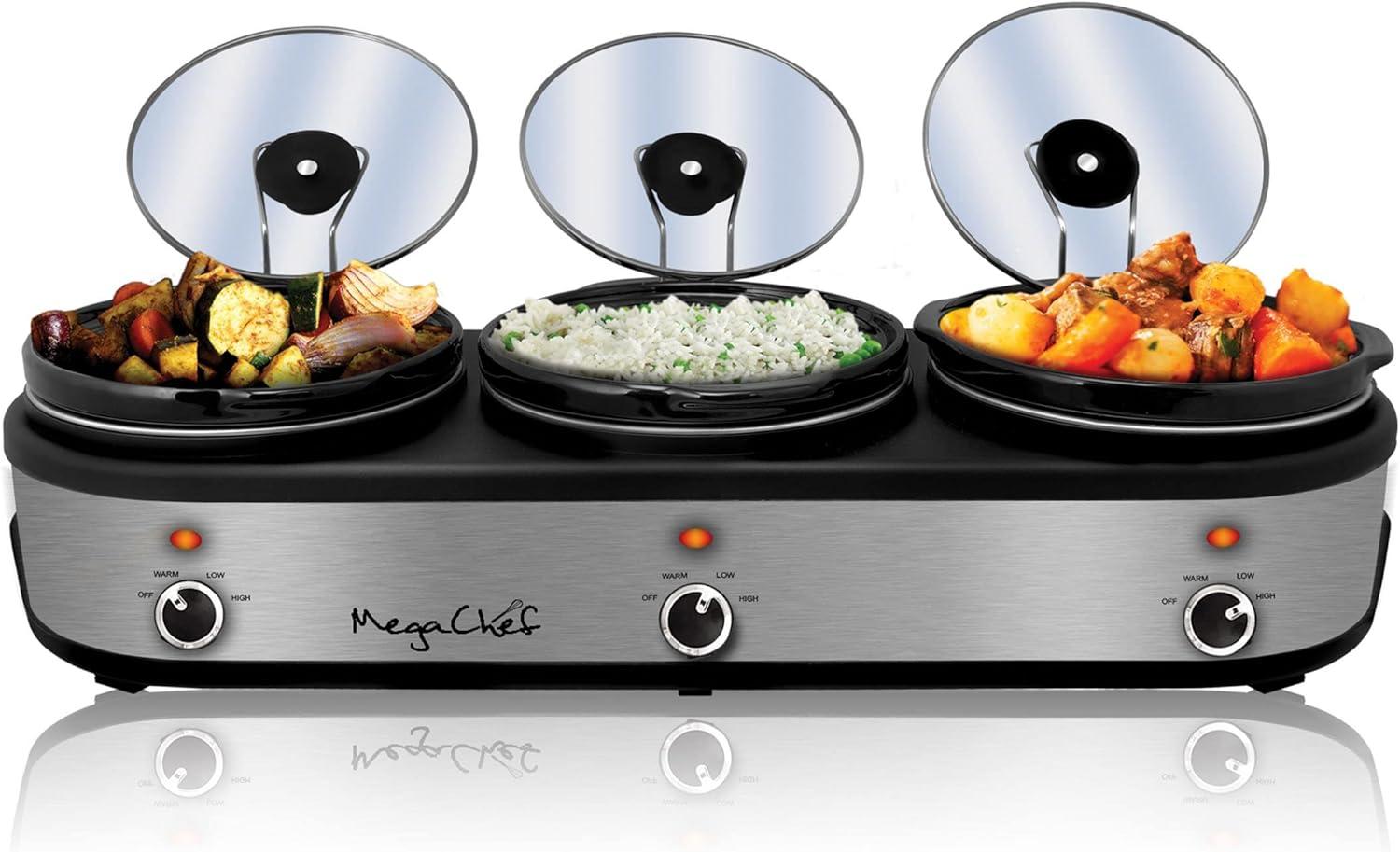 Mega Chef Mega Chef 2.5 Qt. Triple Slow Cooker and Buffet Server