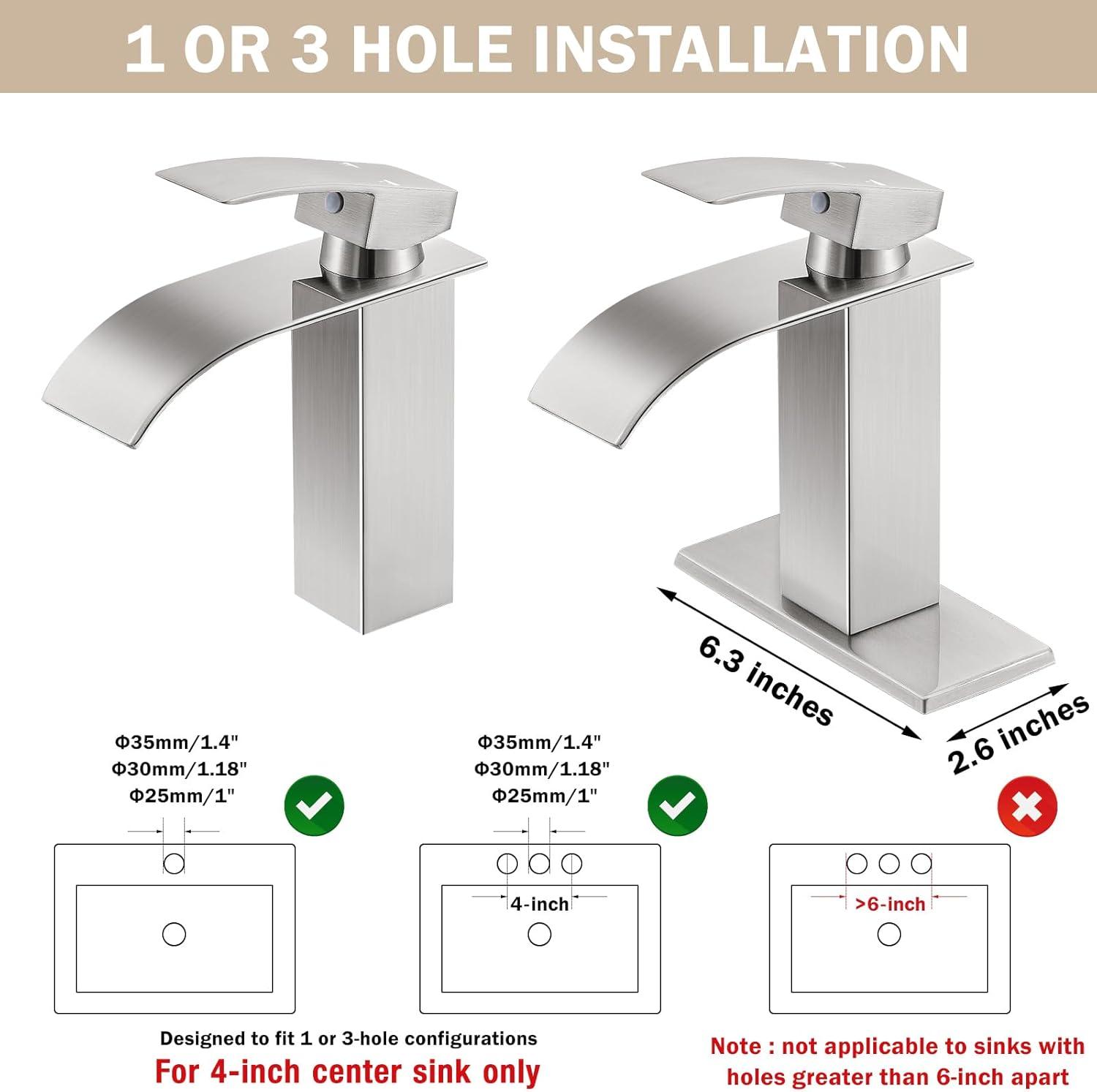 Waterfall Bathroom Faucet,Single Handle 1 Or 3 Hole Bathroom...
