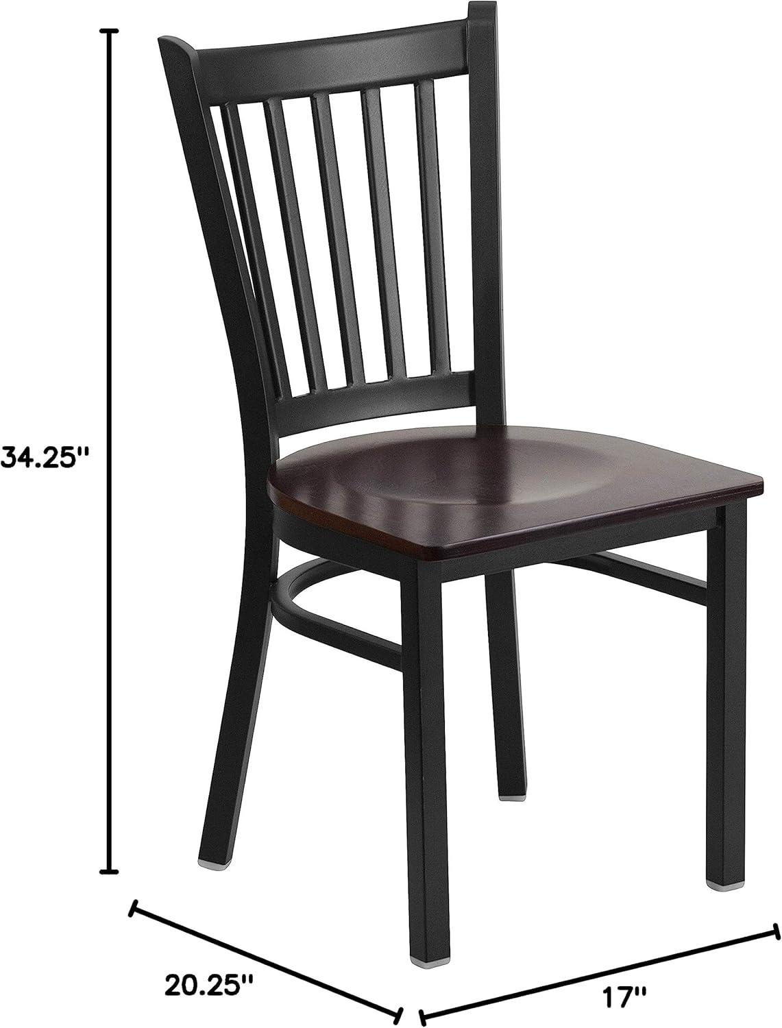 Flash Furniture 2 Pack HERCULES Series Black Vertical Back Metal Restaurant Chair - Walnut Wood Seat