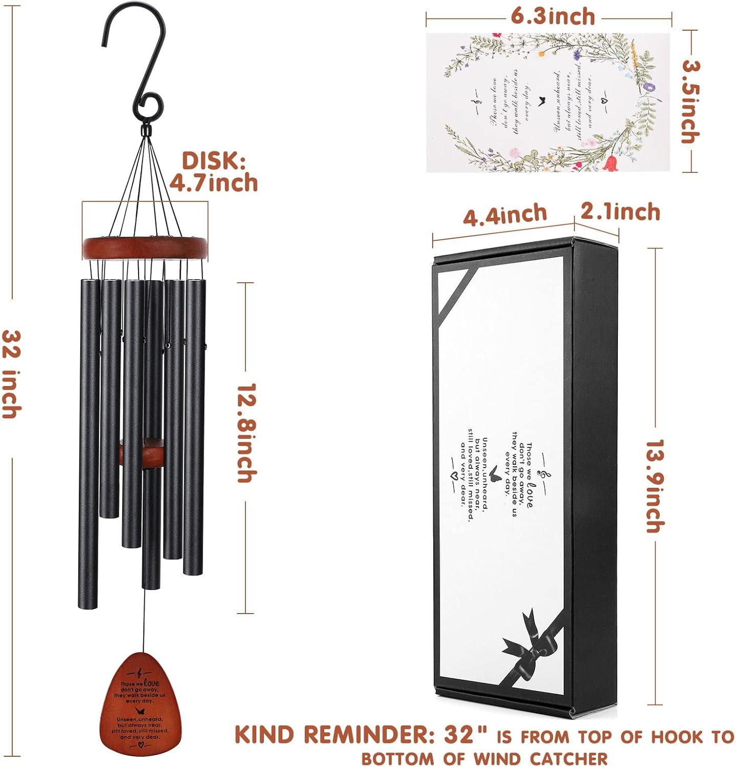 Sympathy Gifts for Loss of Loved One 32" Memorial Wind Chimes for Loss of Loved One Bereavement Condolence Gifts Sympathy Windchimes Memory Wind Chime with Memorial Card