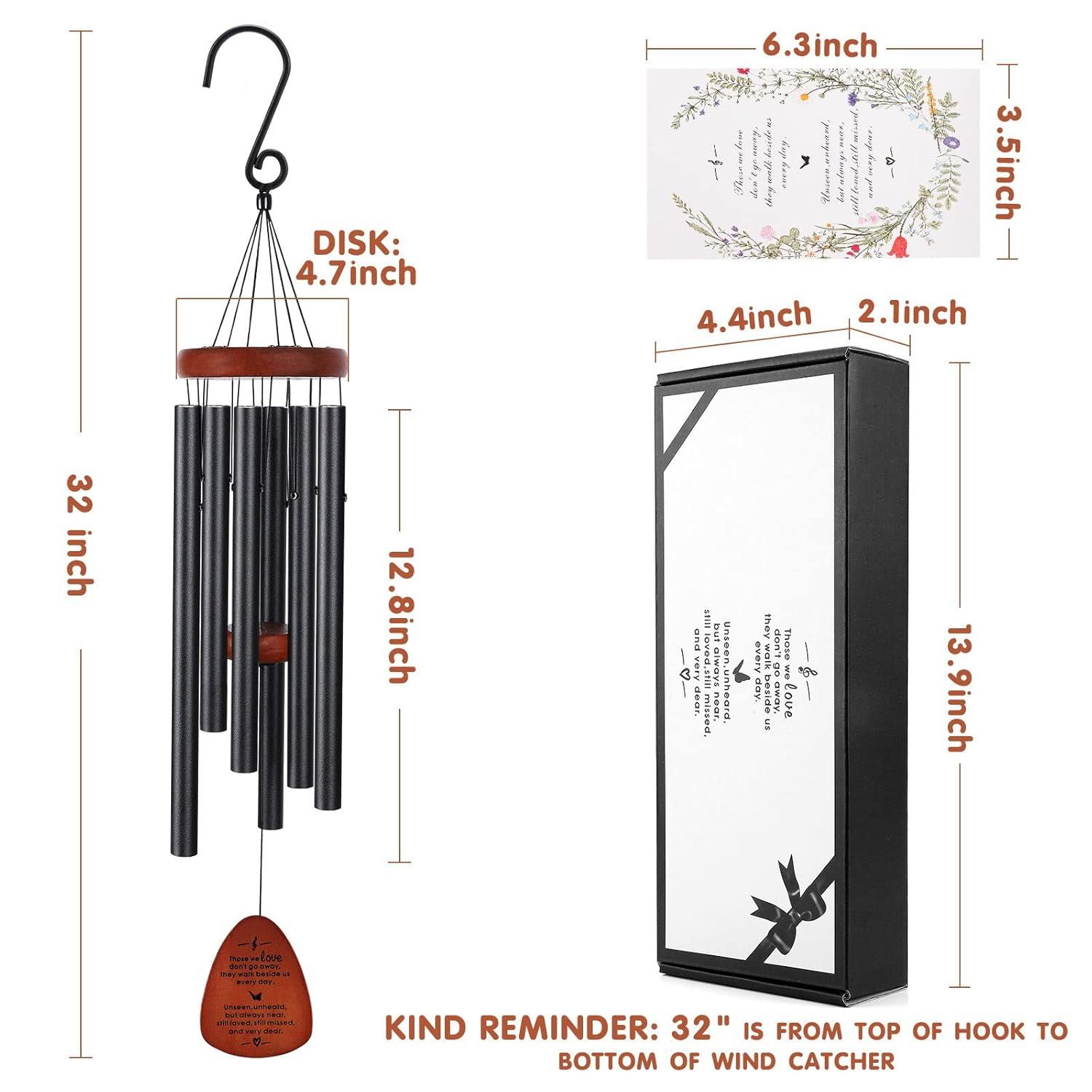 Sympathy Gifts for Loss of Loved One 32" Memorial Wind Chimes for Loss of Loved One Bereavement Condolence Gifts Sympathy Windchimes Memory Wind Chime with Memorial Card