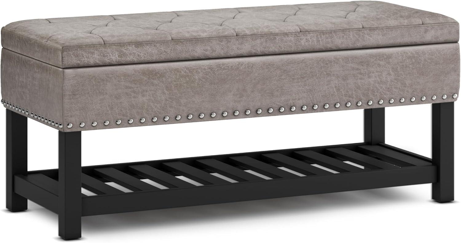Simpli Home Lomond 44"W Tufted Ottoman Bench with Solid Wood Frame