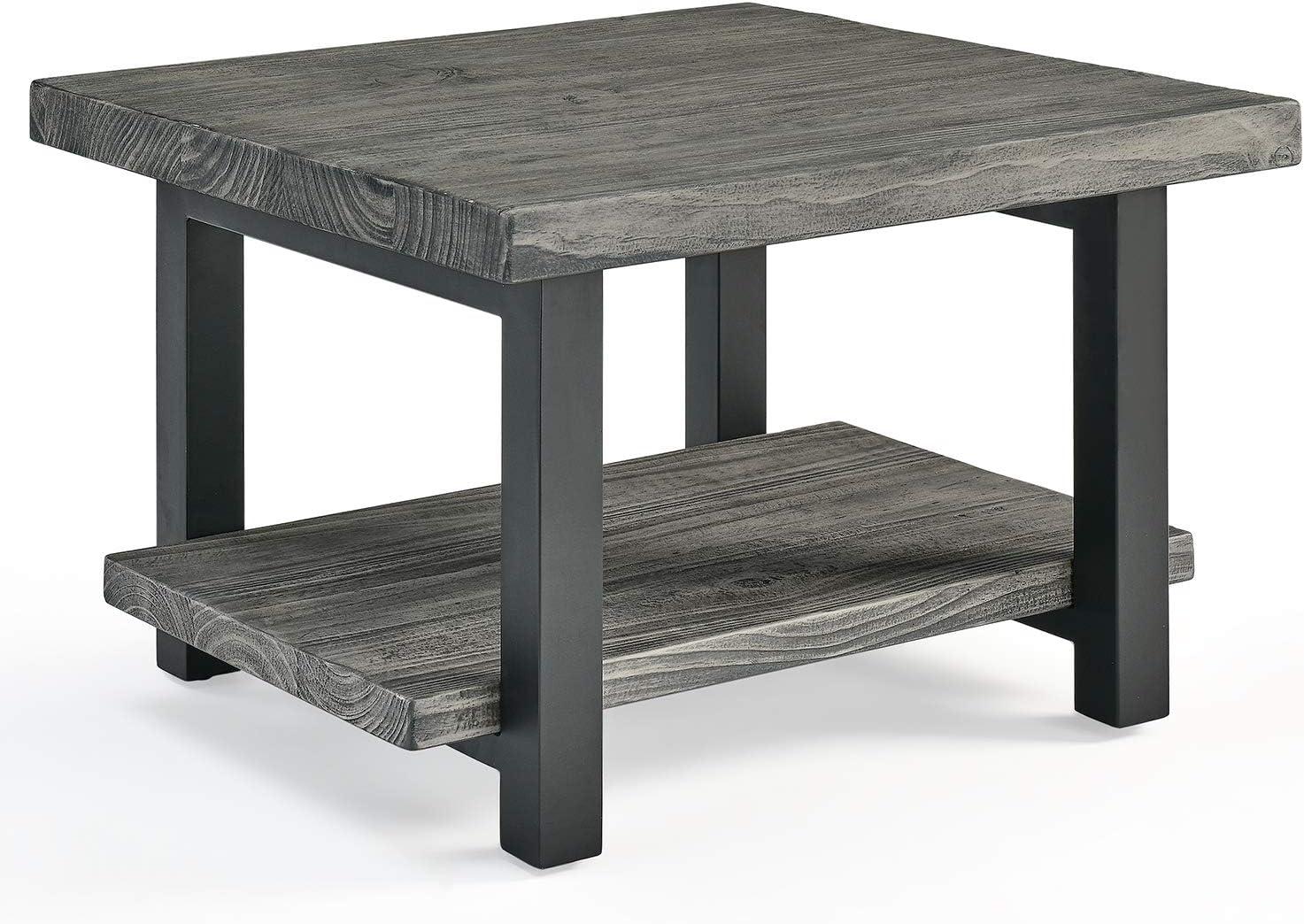 27" Pomona Metal and Reclaimed Wood Square Coffee Table Slate Gray - Alaterre Furniture