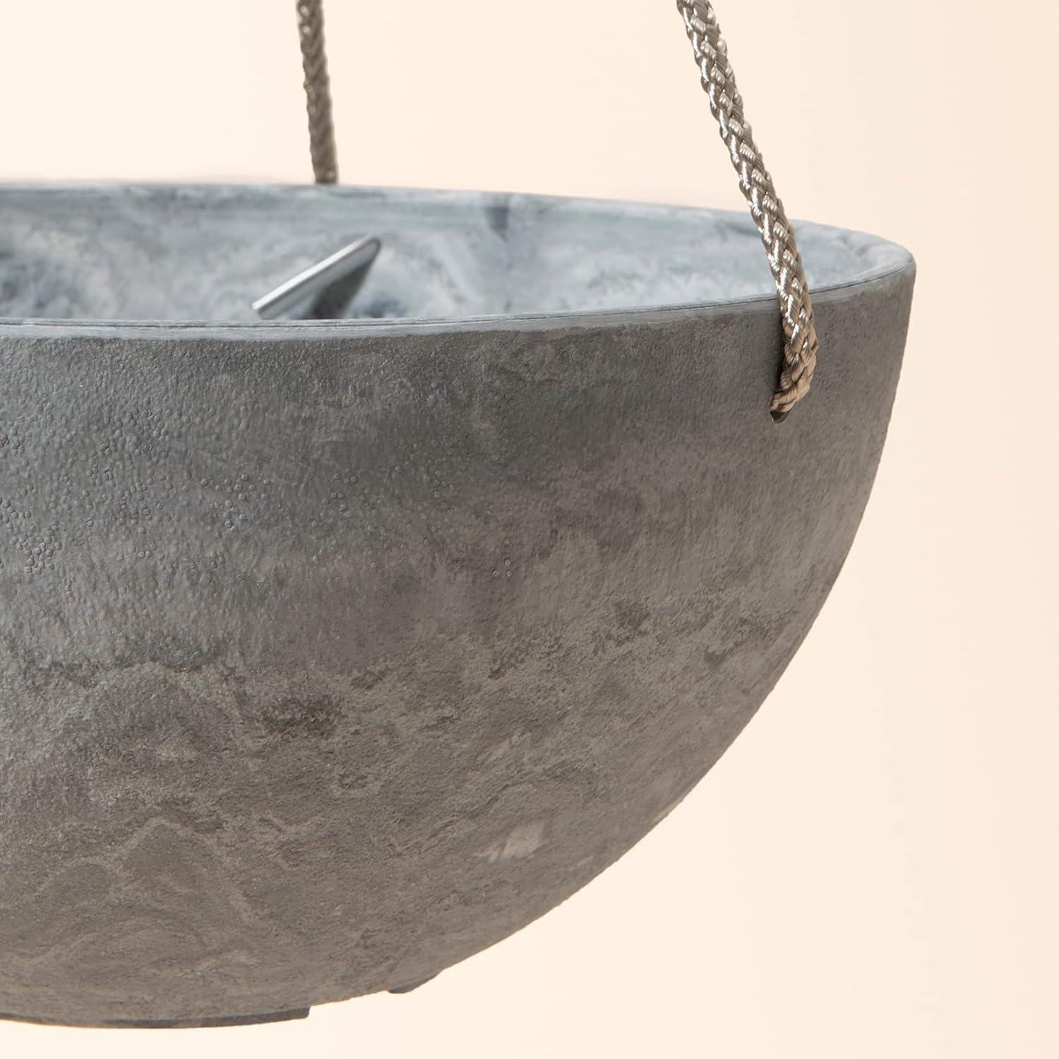 Gray Marble Pattern 10'' Recycled Plastic Hanging Planters with Rope