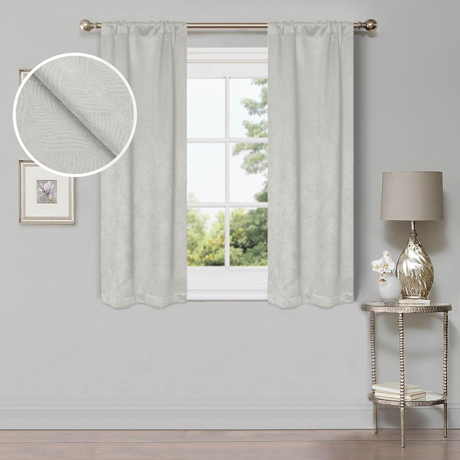 Superior Waverly Blackout Curtains, Rod Pocket, Set of 2, 26" x 63", Ivory