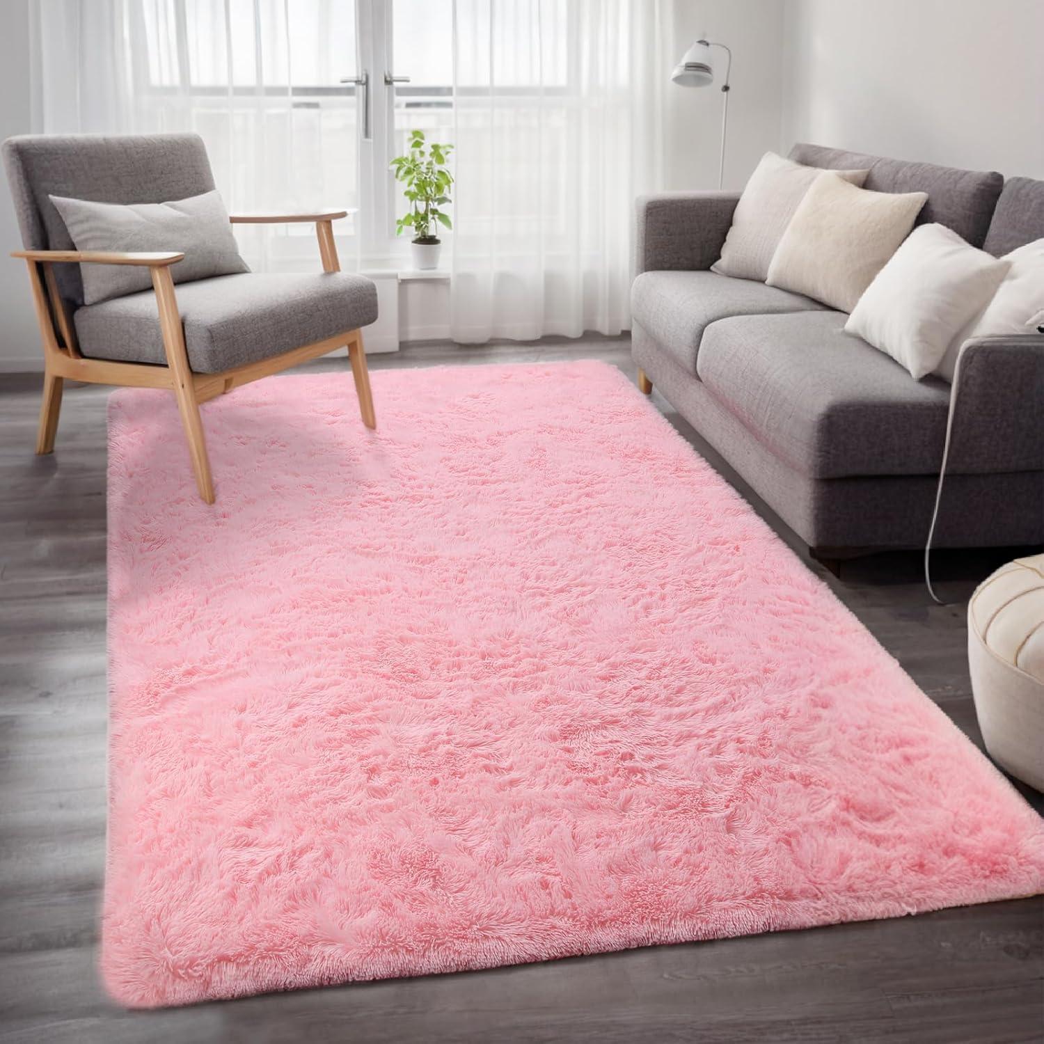 Noahas Soft Fluffy Area Rug for Living Room Bedroom Shaggy Accent Carpets for Kids Girls Rooms,8'x10',Red