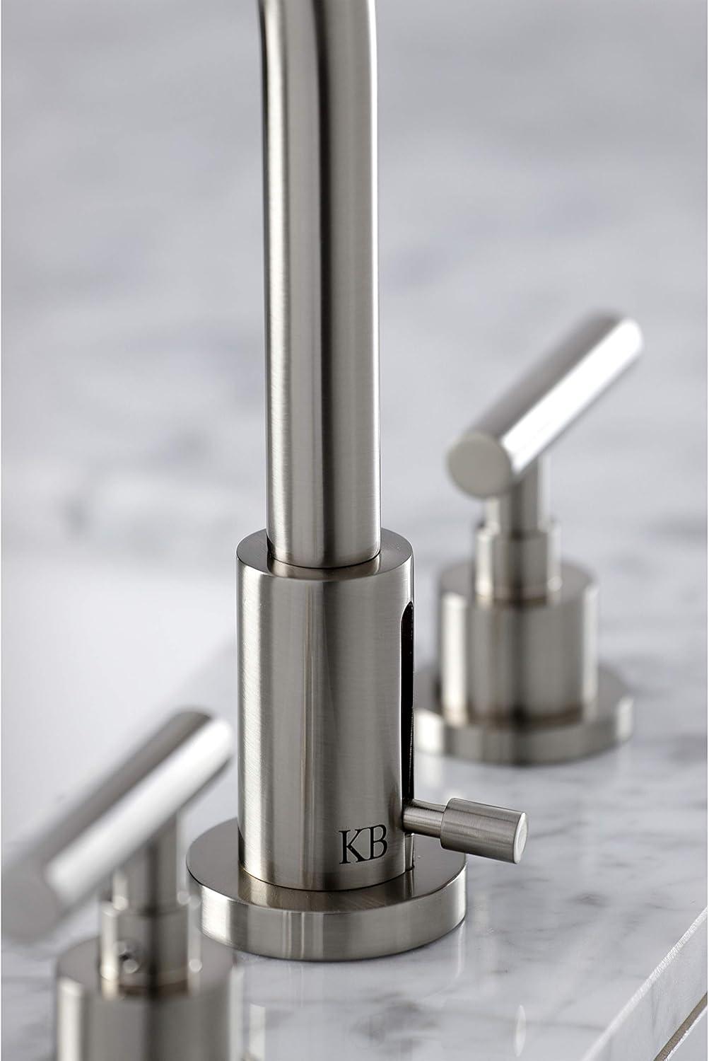 Kingston Brass FSC8958CML Kingston Brass Manhattan Two-Handle 3-Hole Deck Mount Widespread Bathroom Faucet with Brass Pop-Up Drain