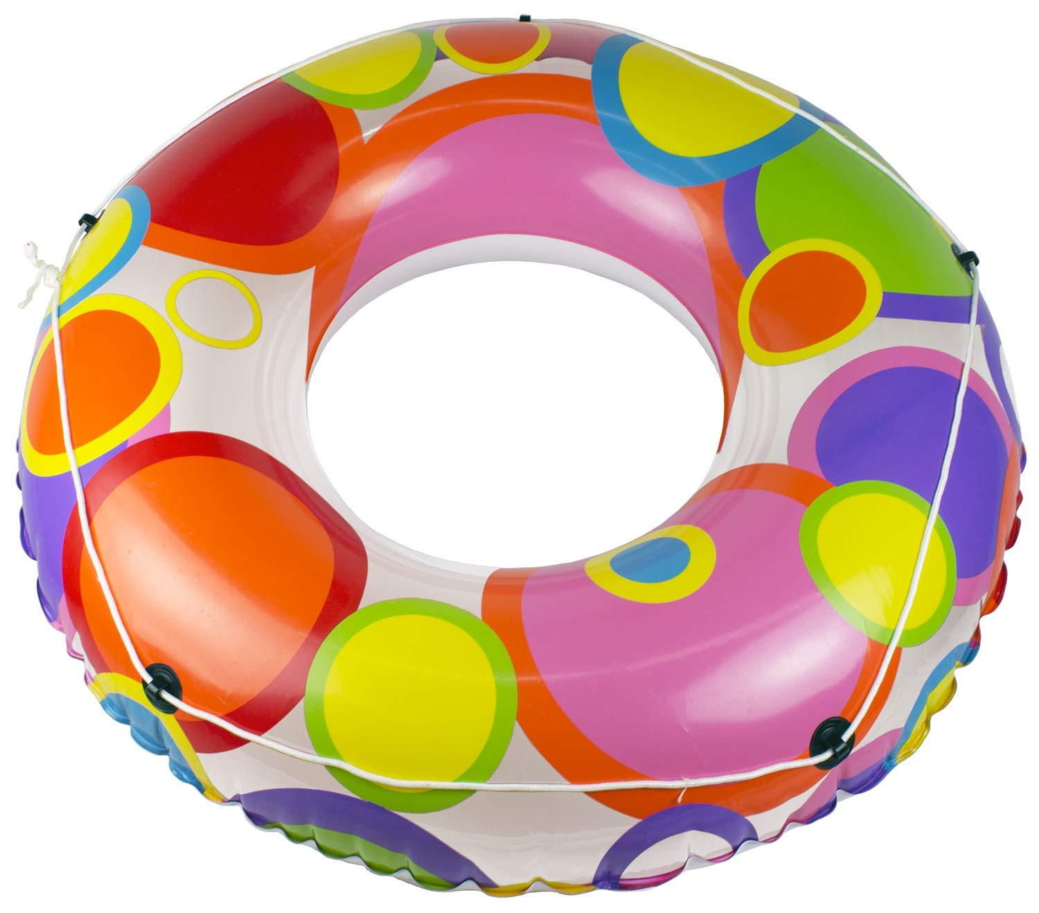 Oversized Multicolor Vinyl Pool Tube with Bright Circles