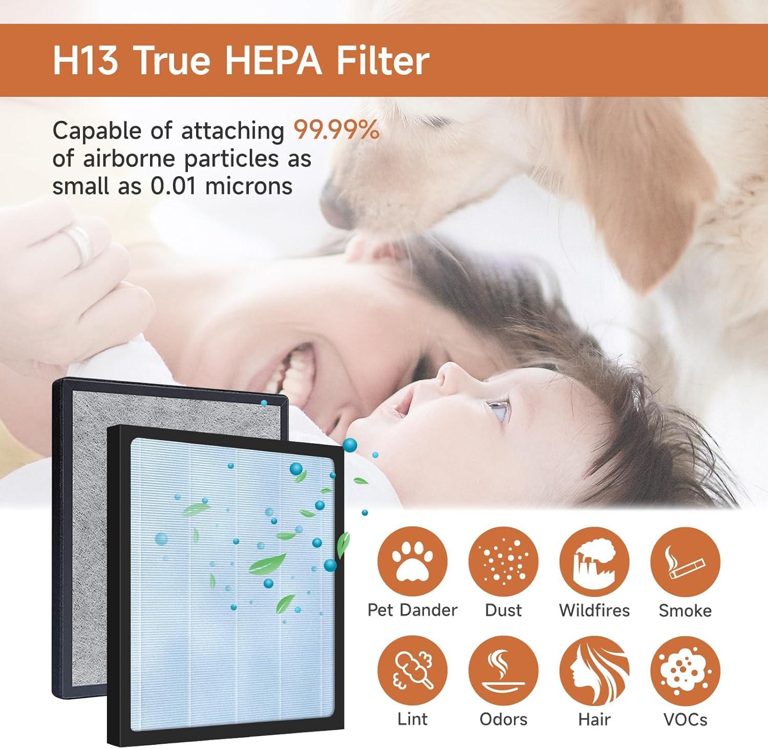 2pcs HSP001 Air Purifier HEPA Filter for HSP001 Smart Purifiers H13 True HEPA Filters Replacements