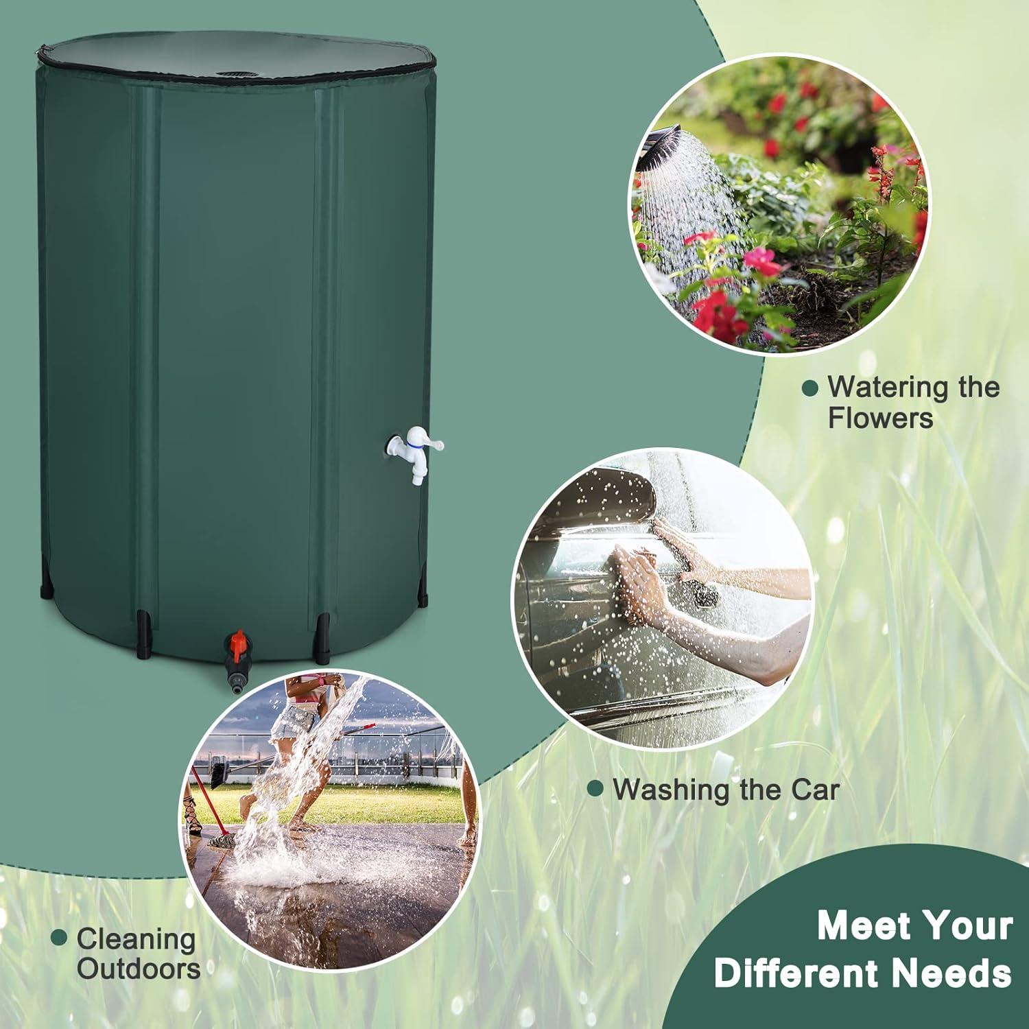 Costway 100 Gallon Portable Rain Barrel Water Collector Collapsible Tank w/Spigot Filter