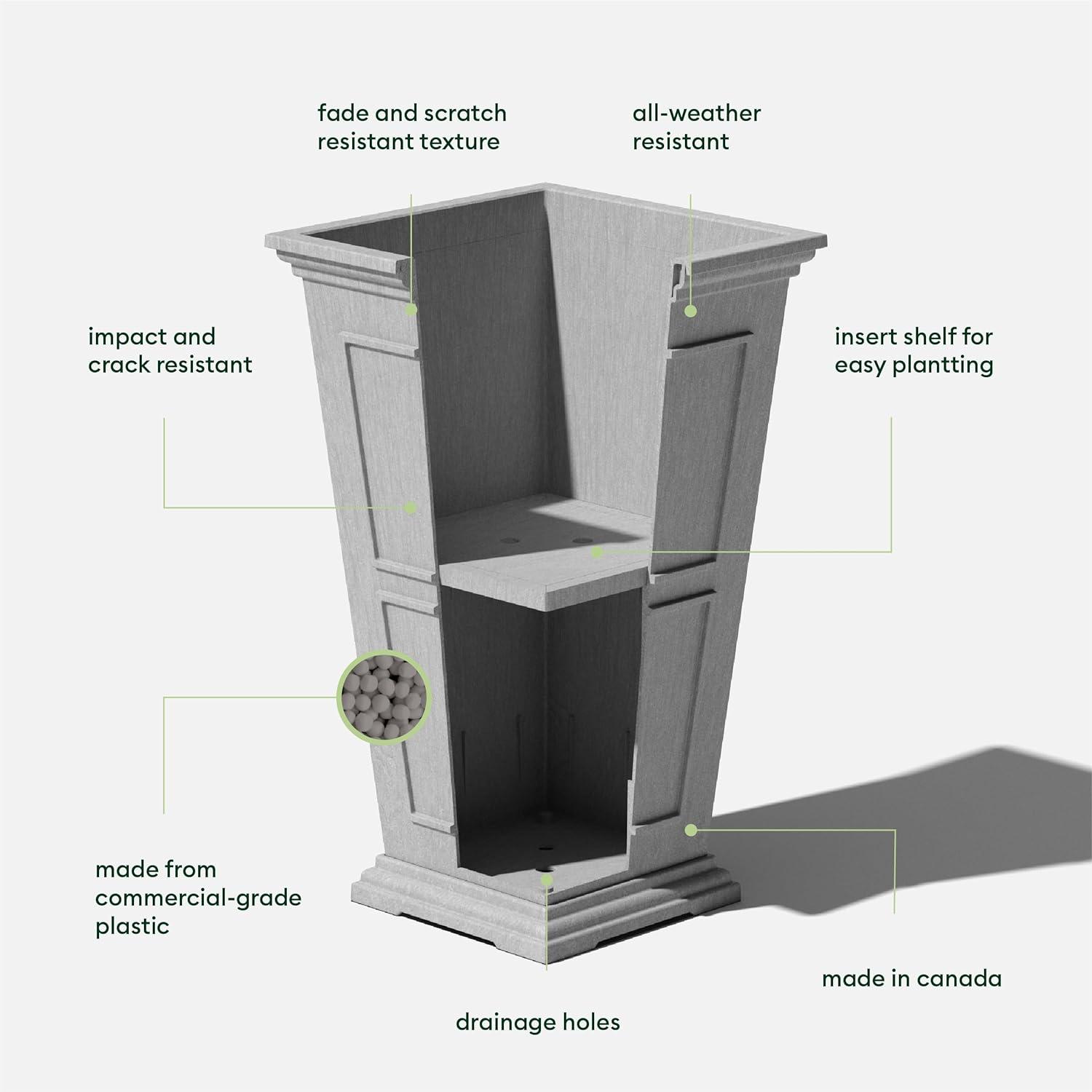 Veradek Brixton Tall 26" Plastic Planter - Gray
