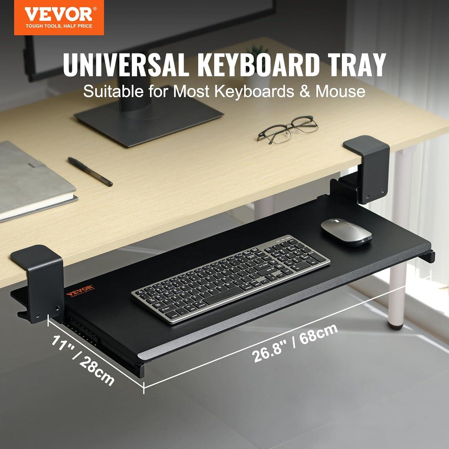 Computer Keyboard Tray Under Desk Pull-Out Keyboard and Mouse Tray