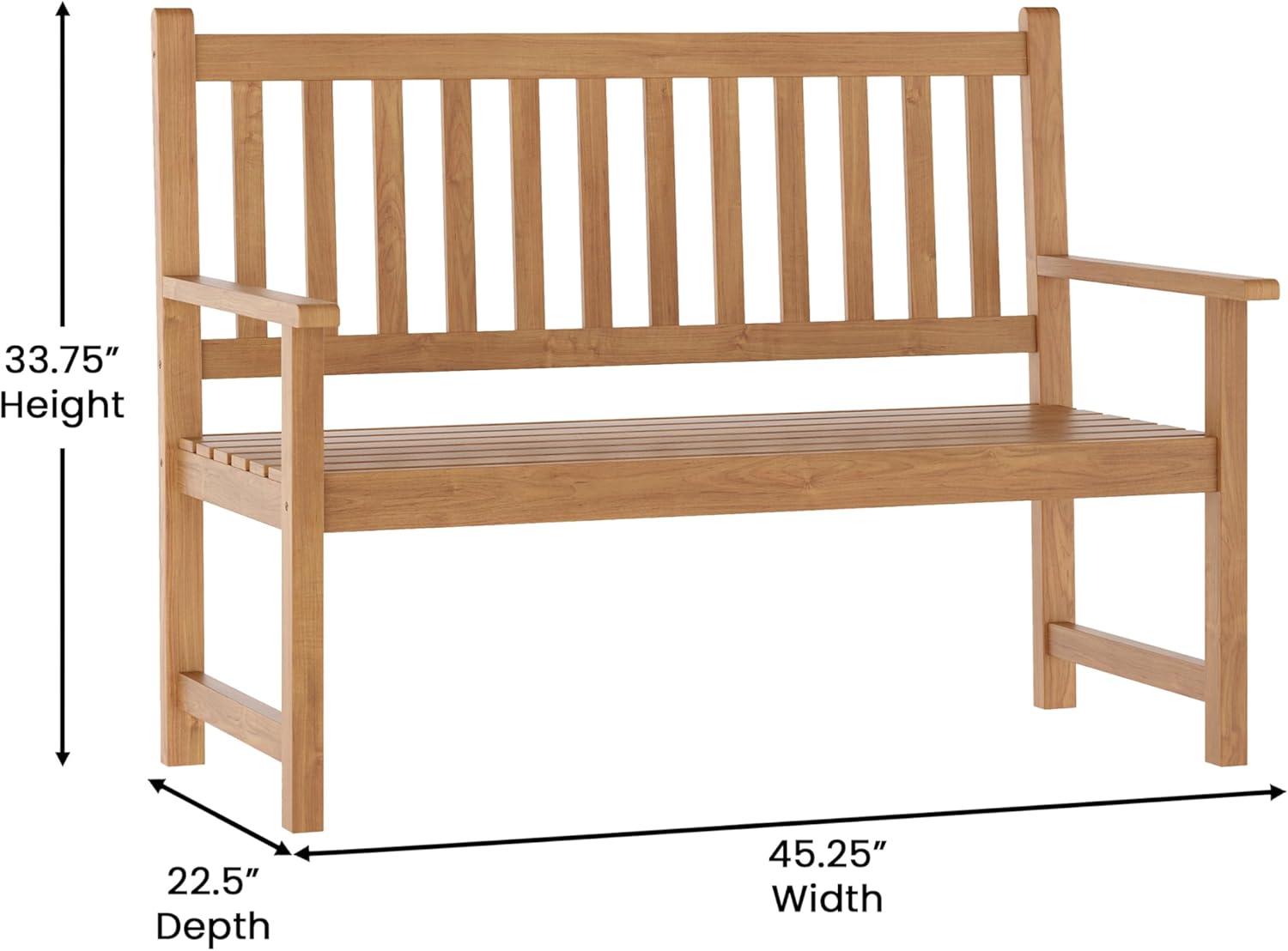 Acacia Wood 2-Person Brown Outdoor Patio Bench