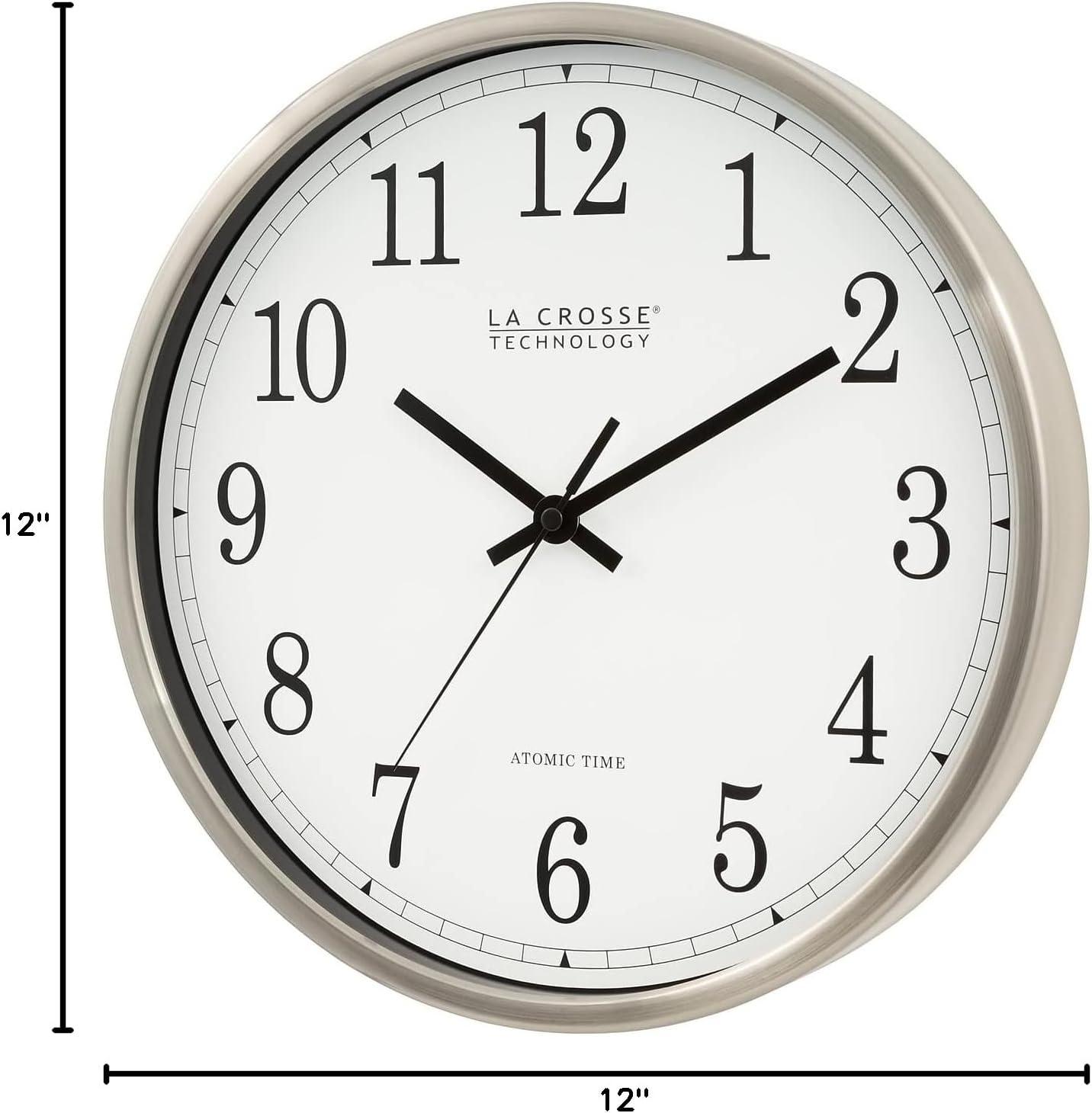 La Crosse Technology Wt-3126b 12" Stainless Steel Atomic Wall Clock