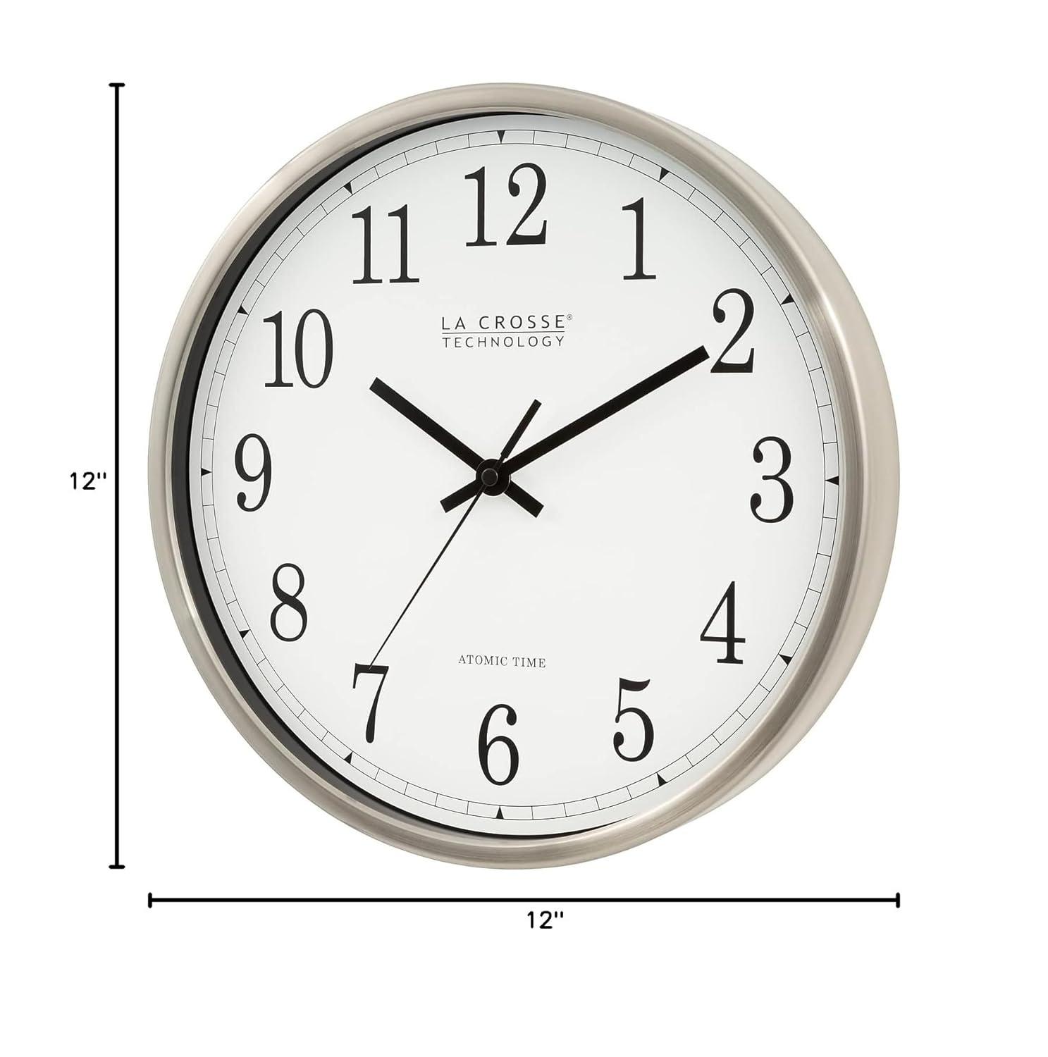 LA CROSSE TECHNOLOGY WT-3126B 12" Stainless Steel Atomic Wall Clock