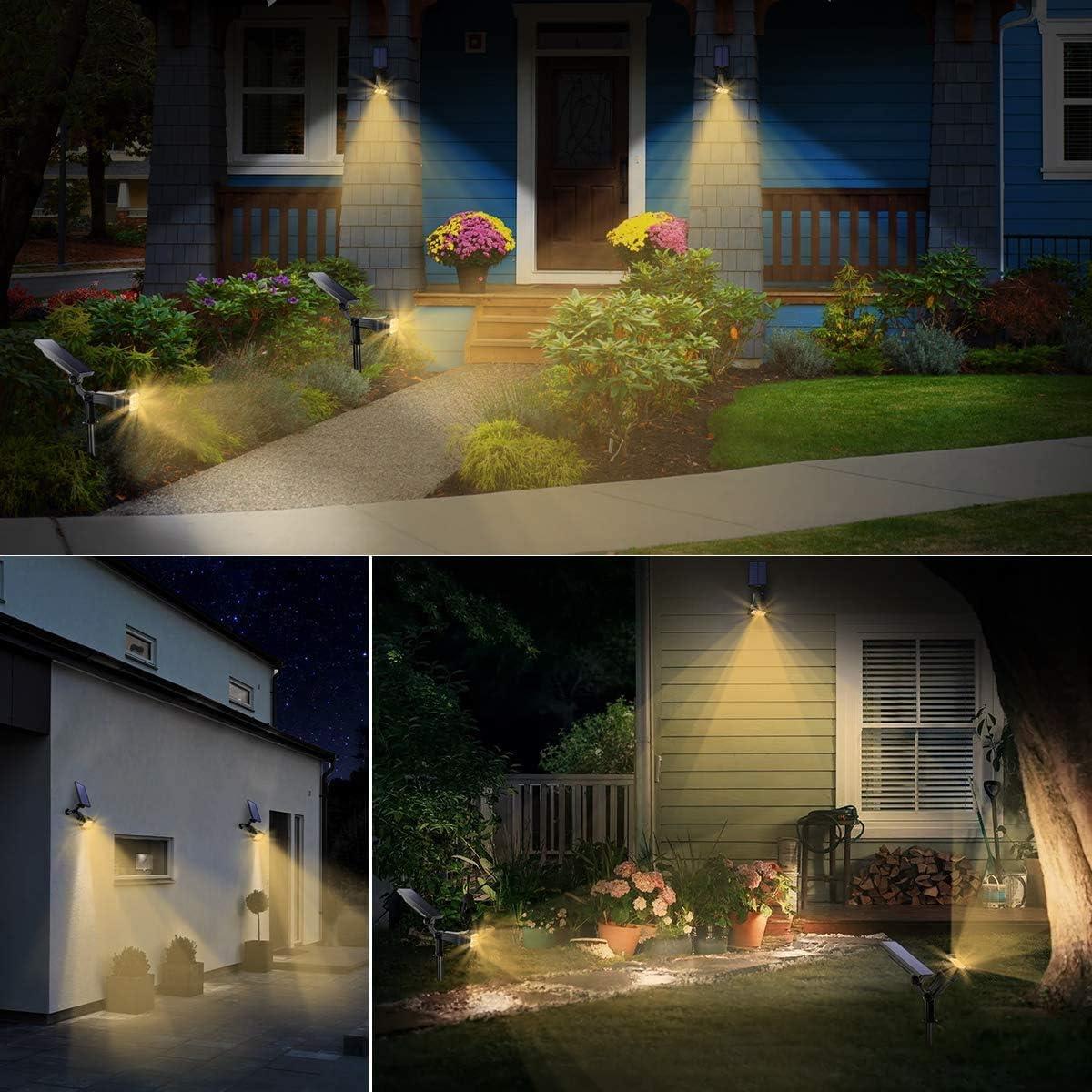 Black Solar Powered Outdoor Spot Lights with Adjustable Panels