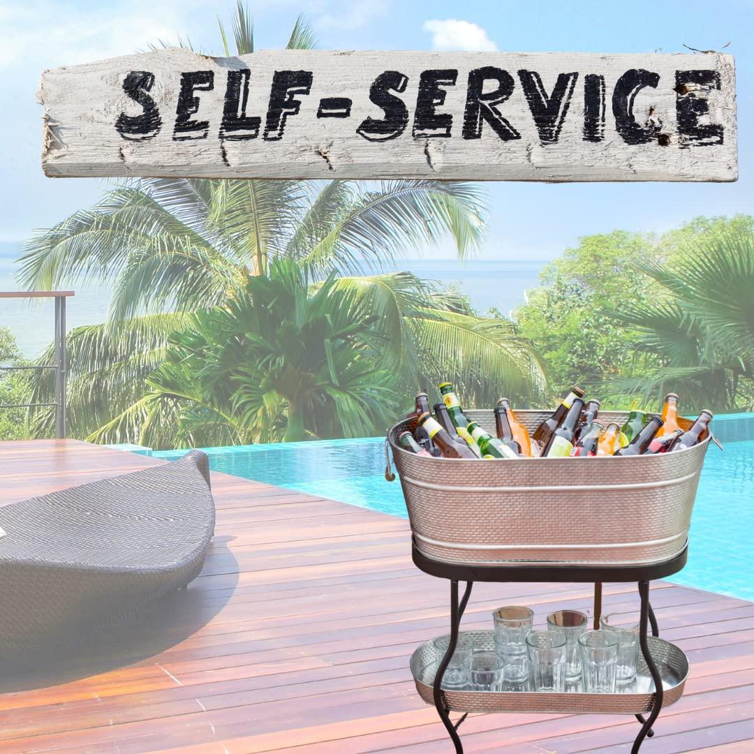 Brickhouse Stainless Steel Beverage Tub with Stand and Tray