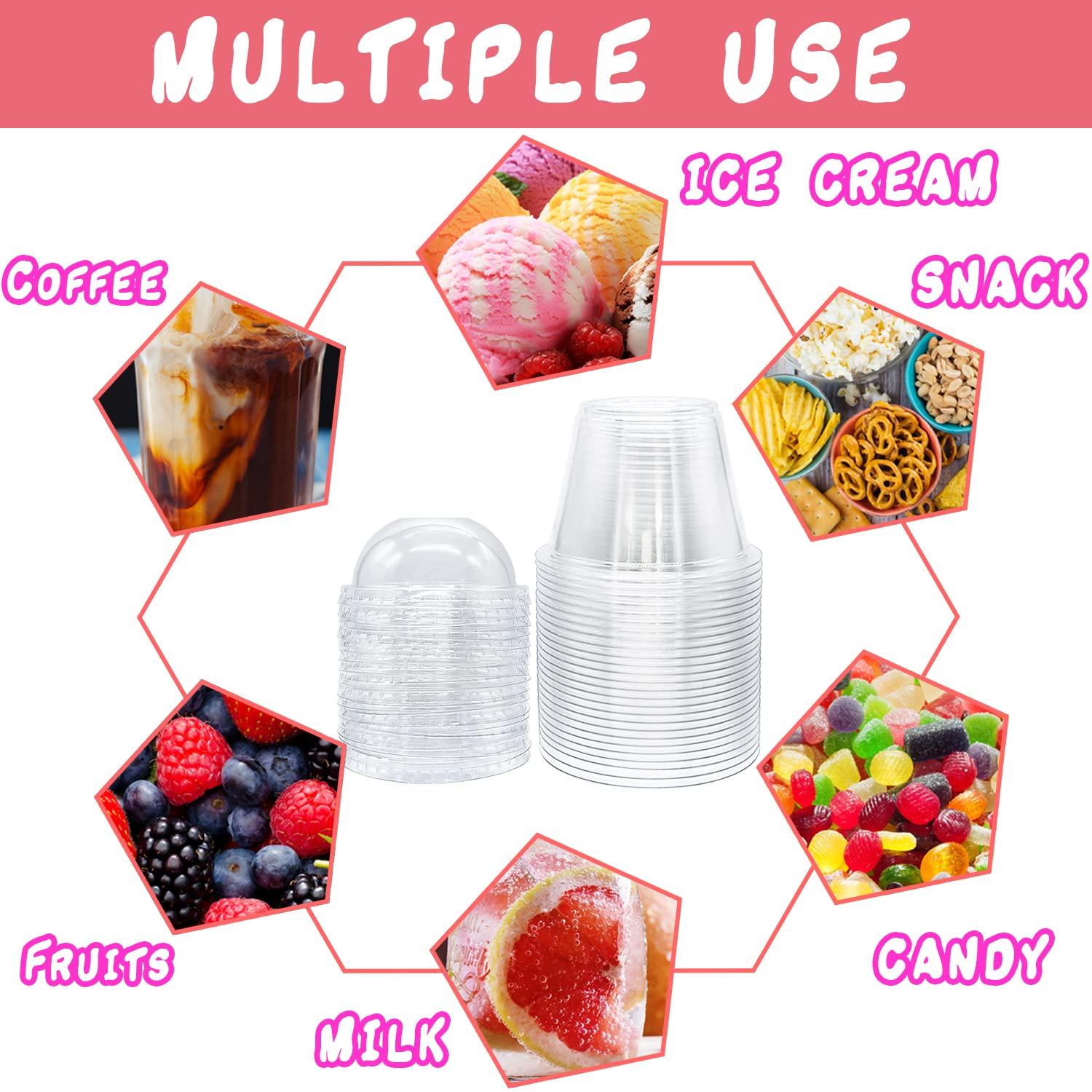 Clear Plastic Cups with Lids,6 oz-50 Pack Mini Parfait Cups with Dome Lids(No Hole),Disposable Party Dessert Cups for Cold Drinks,Fruit,Cupcake,Ice Cream,Snack,Candy