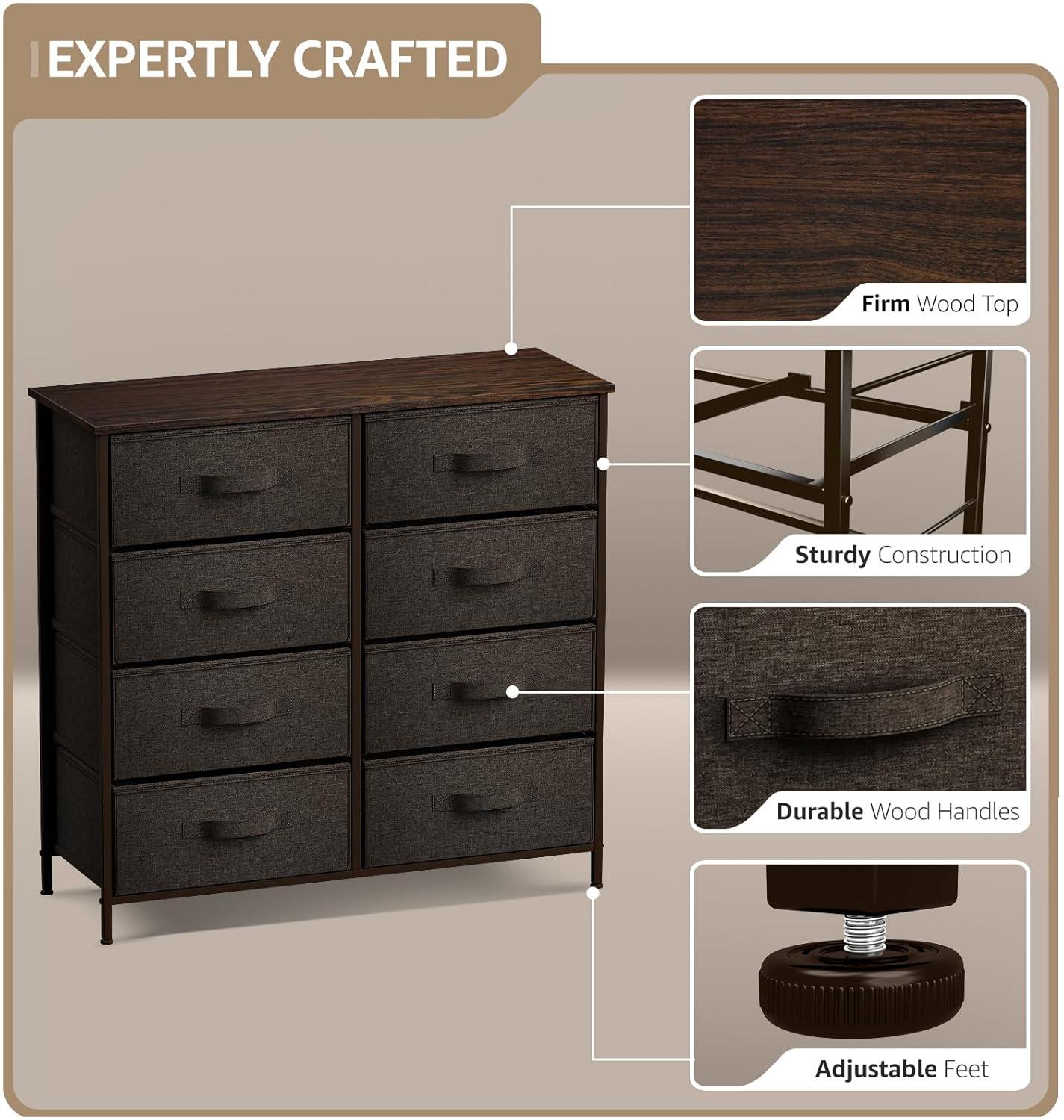 Sorbus Dresser with 6 Drawers - Chest Organizer Unit with Steel Frame Wood Top & Handle Easy Pull Fabric Bins for Clothes - Storage Furniture for Bedroom, Hallway, Living Room, Nursery & Closet