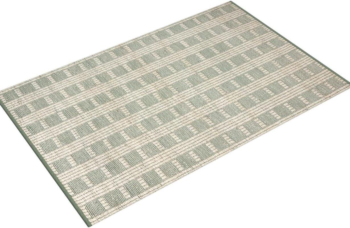 Handwoven Ivory and Sage Rectangular Cotton Accent Rug