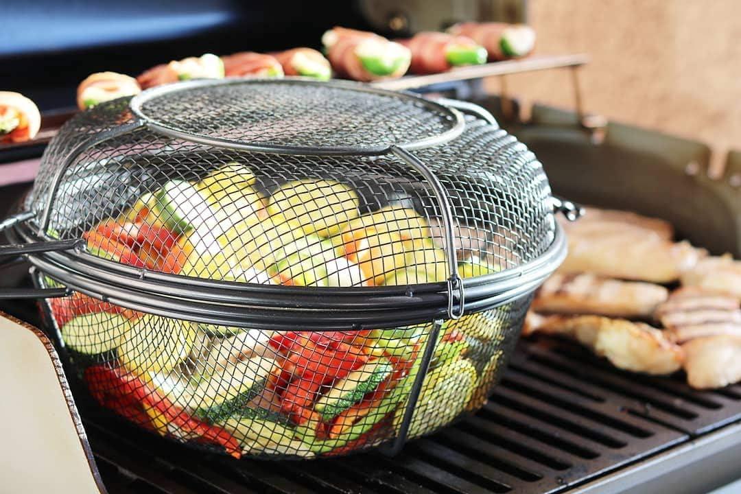 Jumbo Chef's Choice 3-in-1 Outdoor Grill Basket - Black Steel