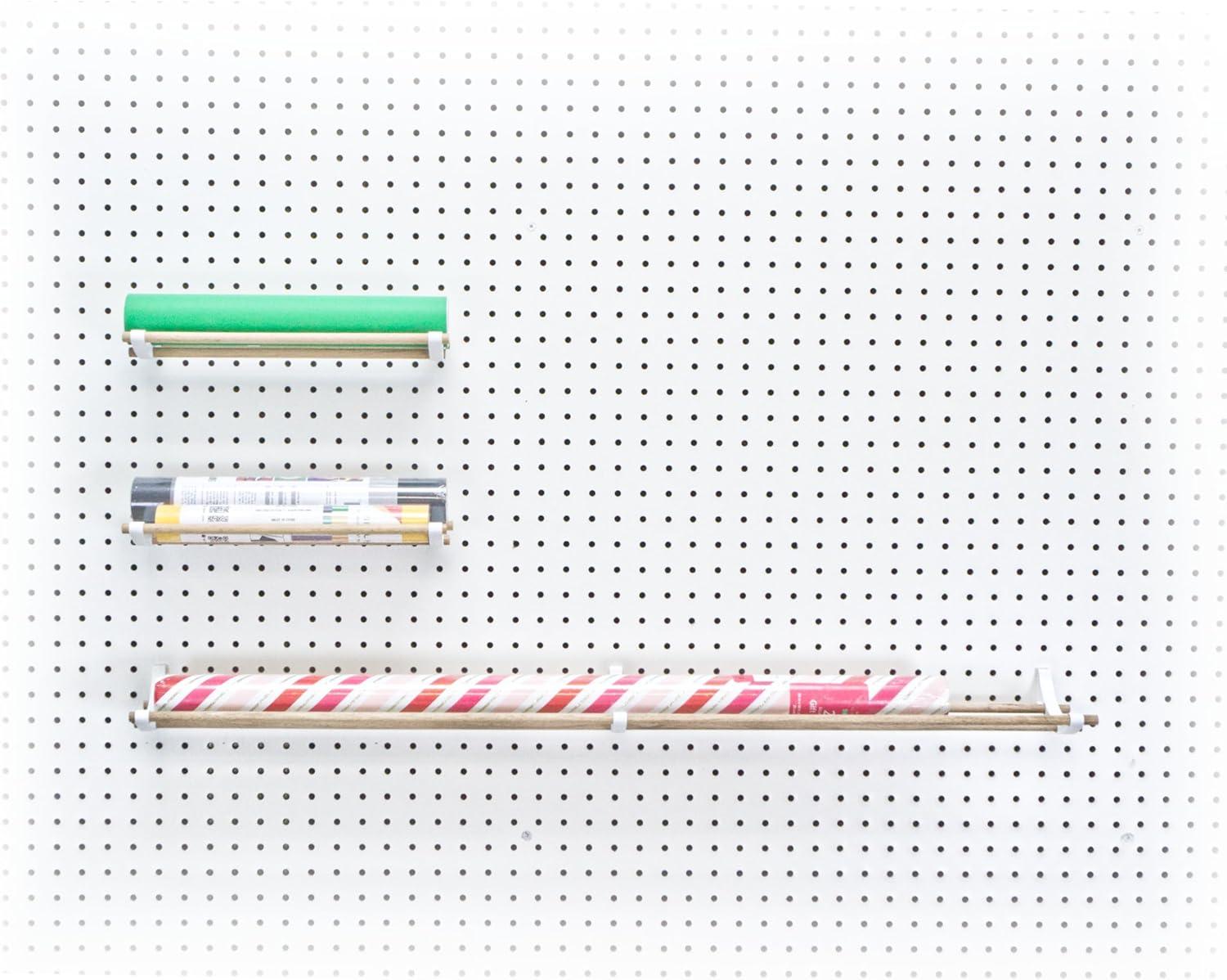 Peggy Pegboard Work Station Organizer – Hooks & Dowels for Tape, Ribbon, Wire, Crafts, Wine Rack White 1PK