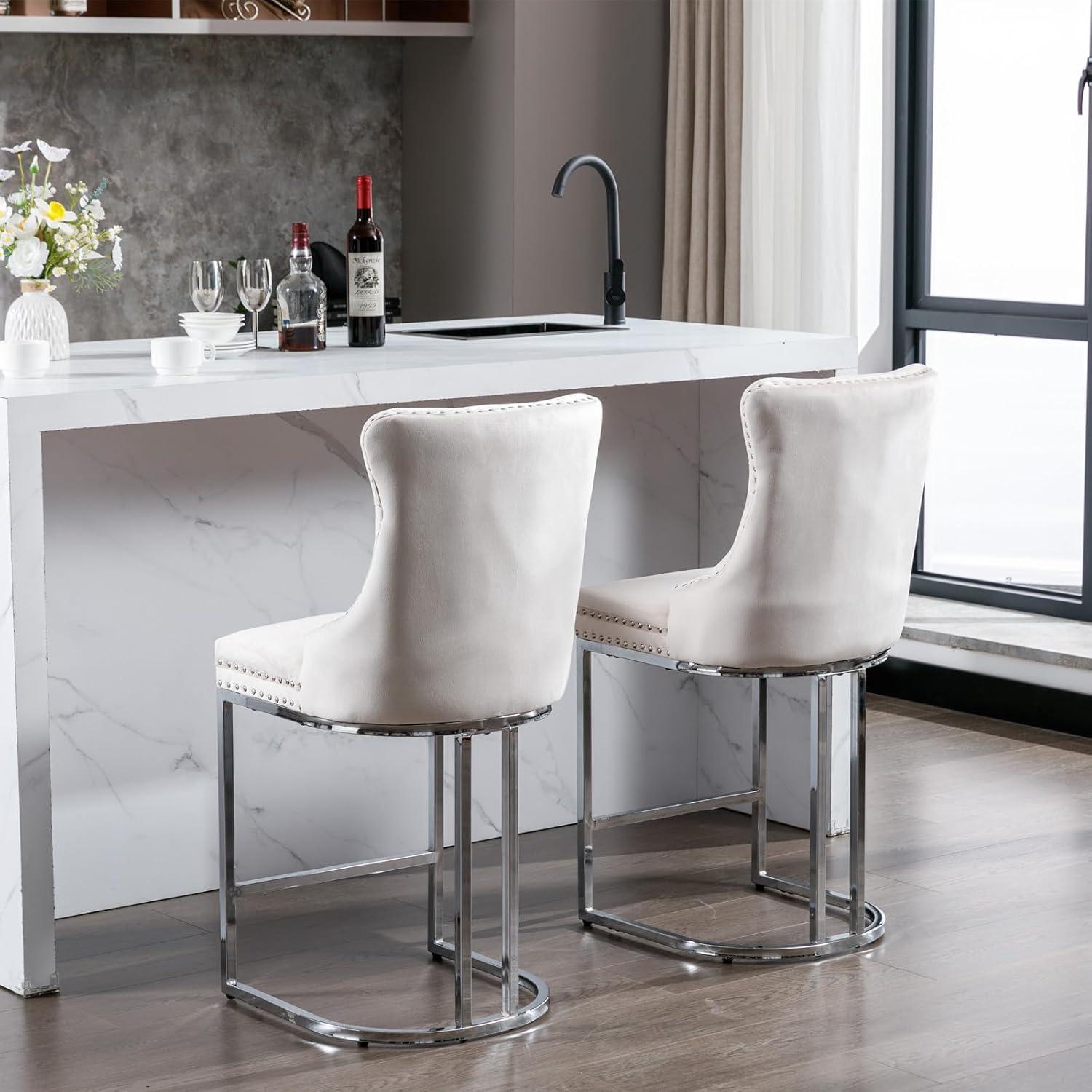Jermon Upholstered Counter Stool with Metal Frame