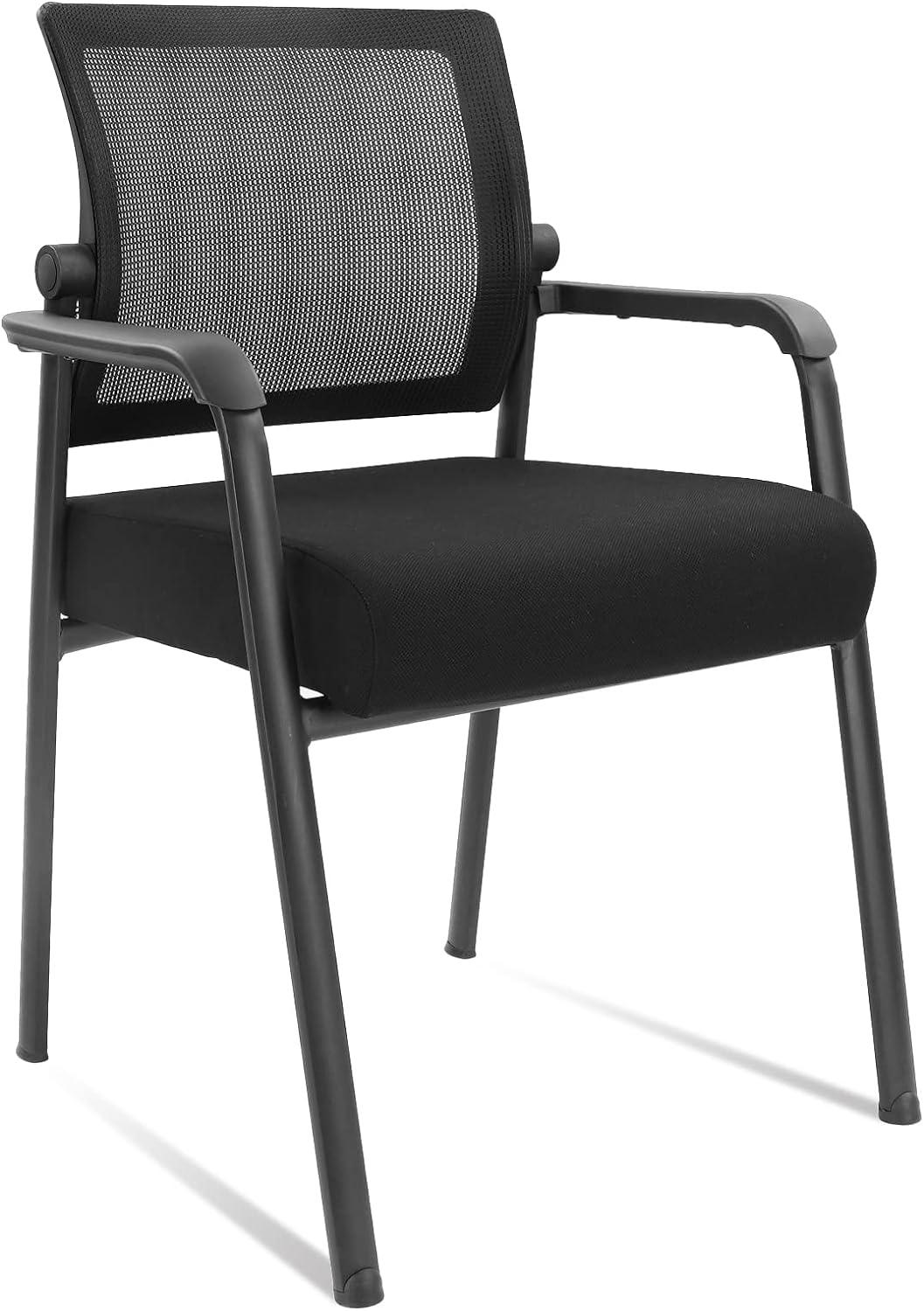 Mesh Seat Waiting Room Chair with Metal Frame (Set of 2)