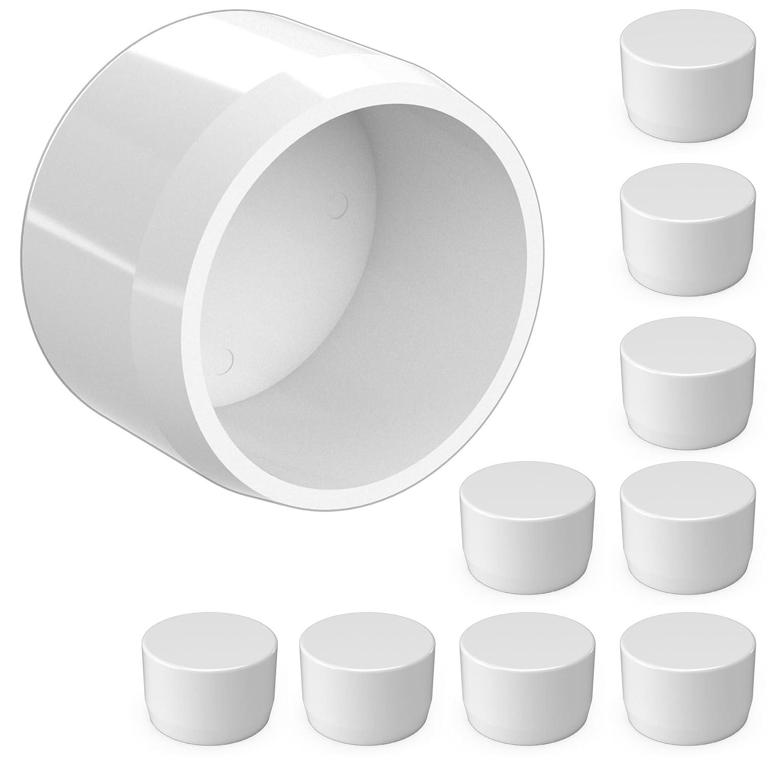 FORMUFIT F002EEC-WH-10 PVC External End Cap, Furniture Grade, 2" Size, White (Pack of 10)