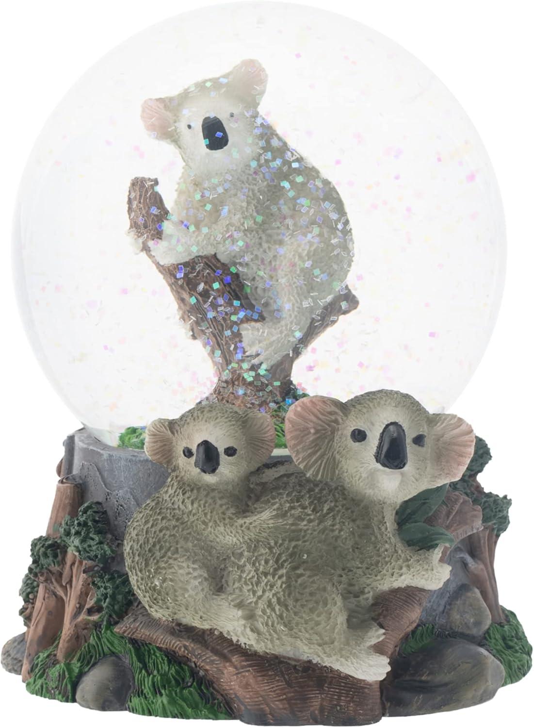 Climbing Koala Family Musical Water Globe with Resin Base