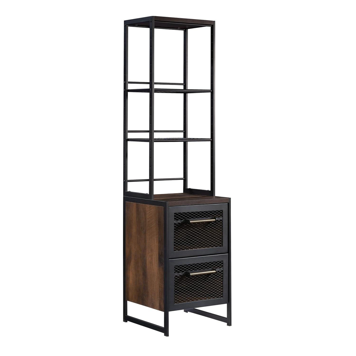 Sauder Briarbrook File Pedestal Tower Barrel Oak: 2 Drawers, Adjustable Shelves, MDF & Metal
