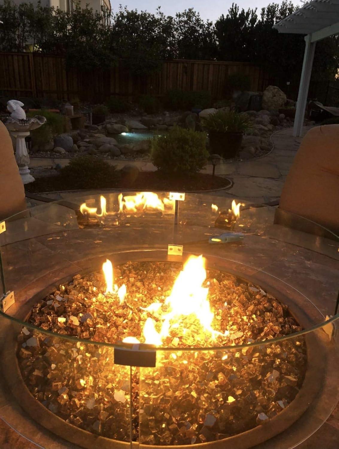 Clear Tempered Glass Round Fire Pit Wind Guard with Aluminum Brackets